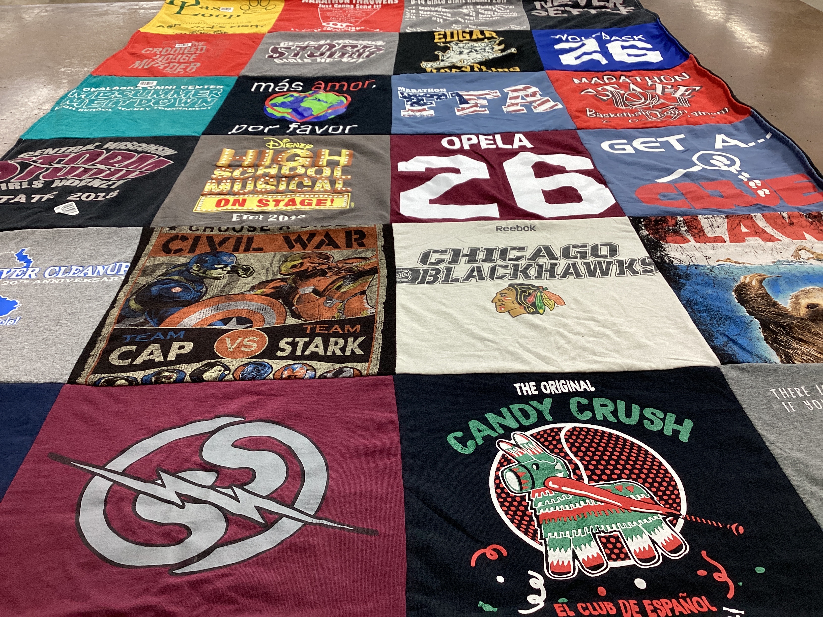 T-shirt quilt featuring chicago blackhawks by Joanna from MN