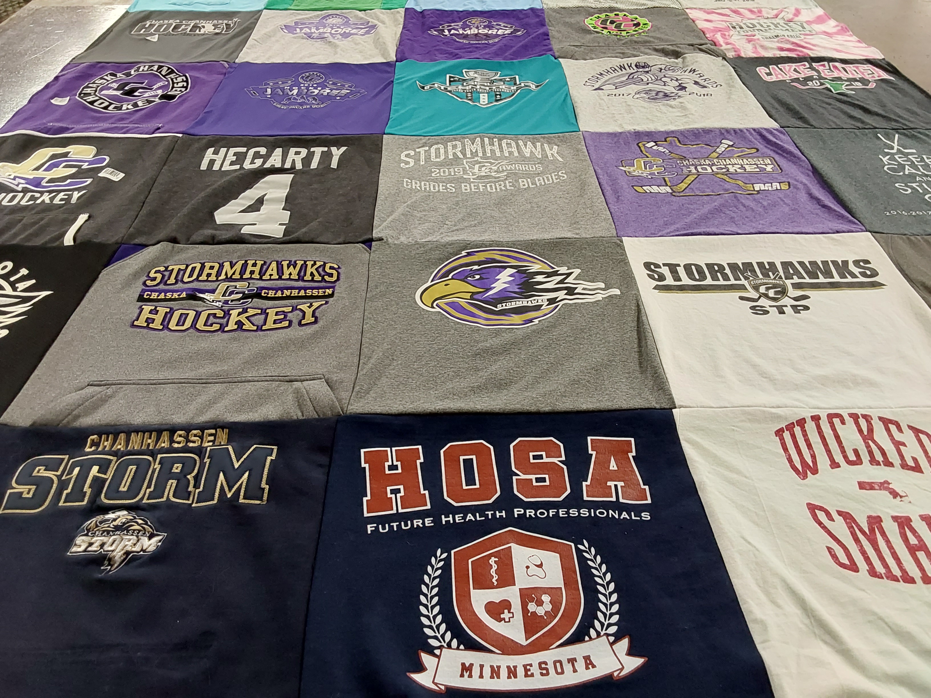 T-shirt quilt featuring chanhassen storm, stormhawks by Cynthia from MN