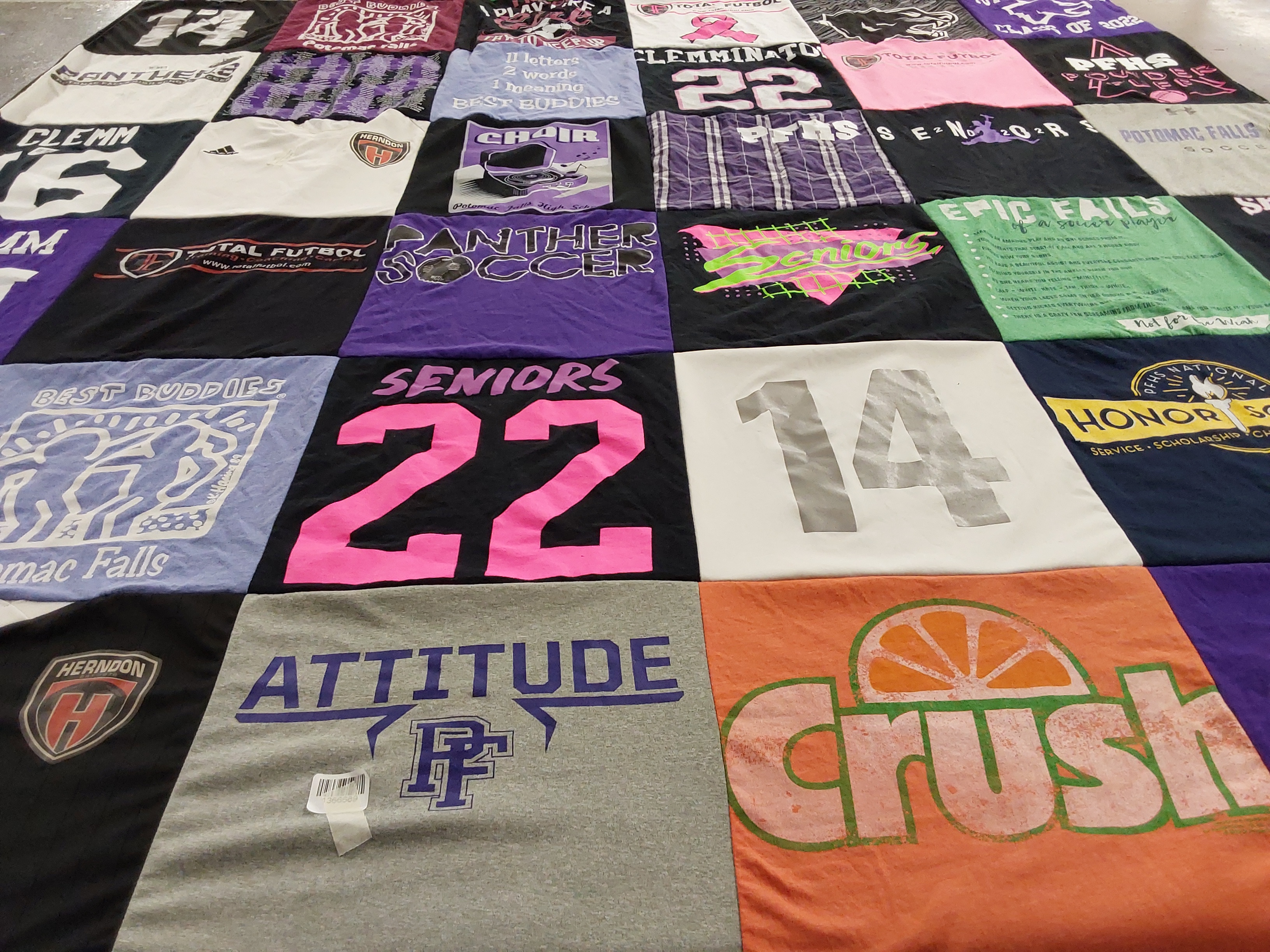 T-shirt quilt featuring panther soccer by Michele from VA