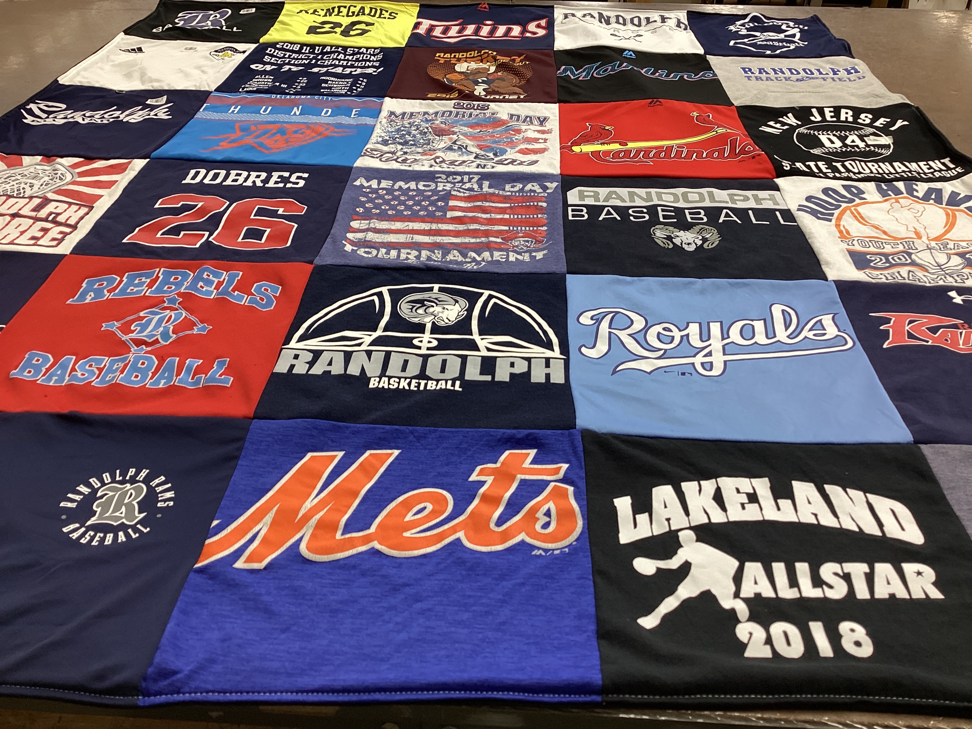 T-shirt quilt featuring new jersey state tournament, randolph rams baseball by Paula from NJ