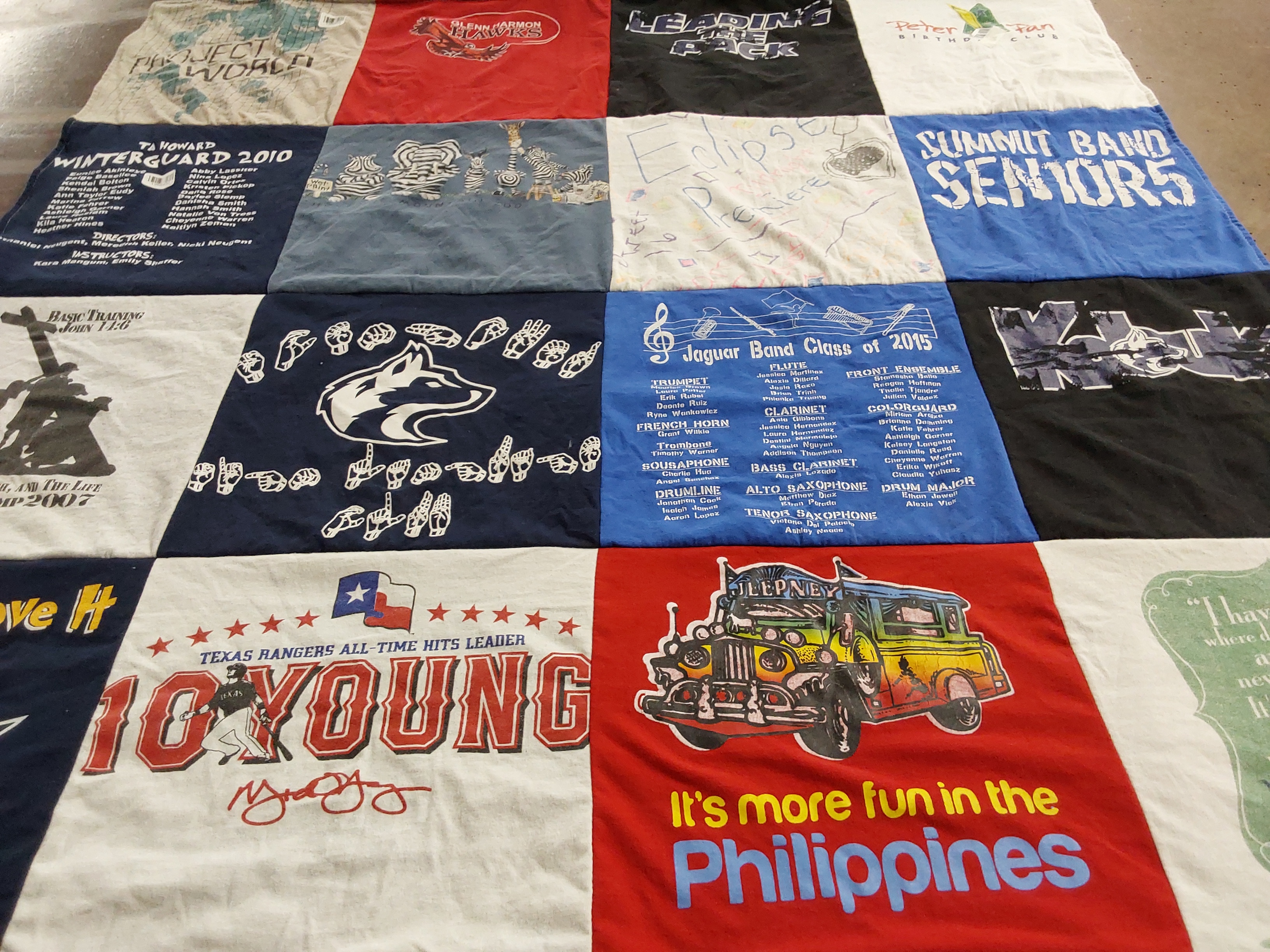 T-shirt quilt featuring summit high school band by Cheyenne from TX