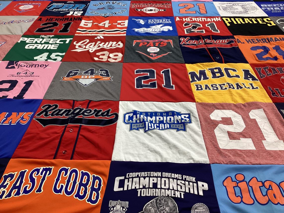 T-shirt quilt featuring braves, rangers by Mary from GA