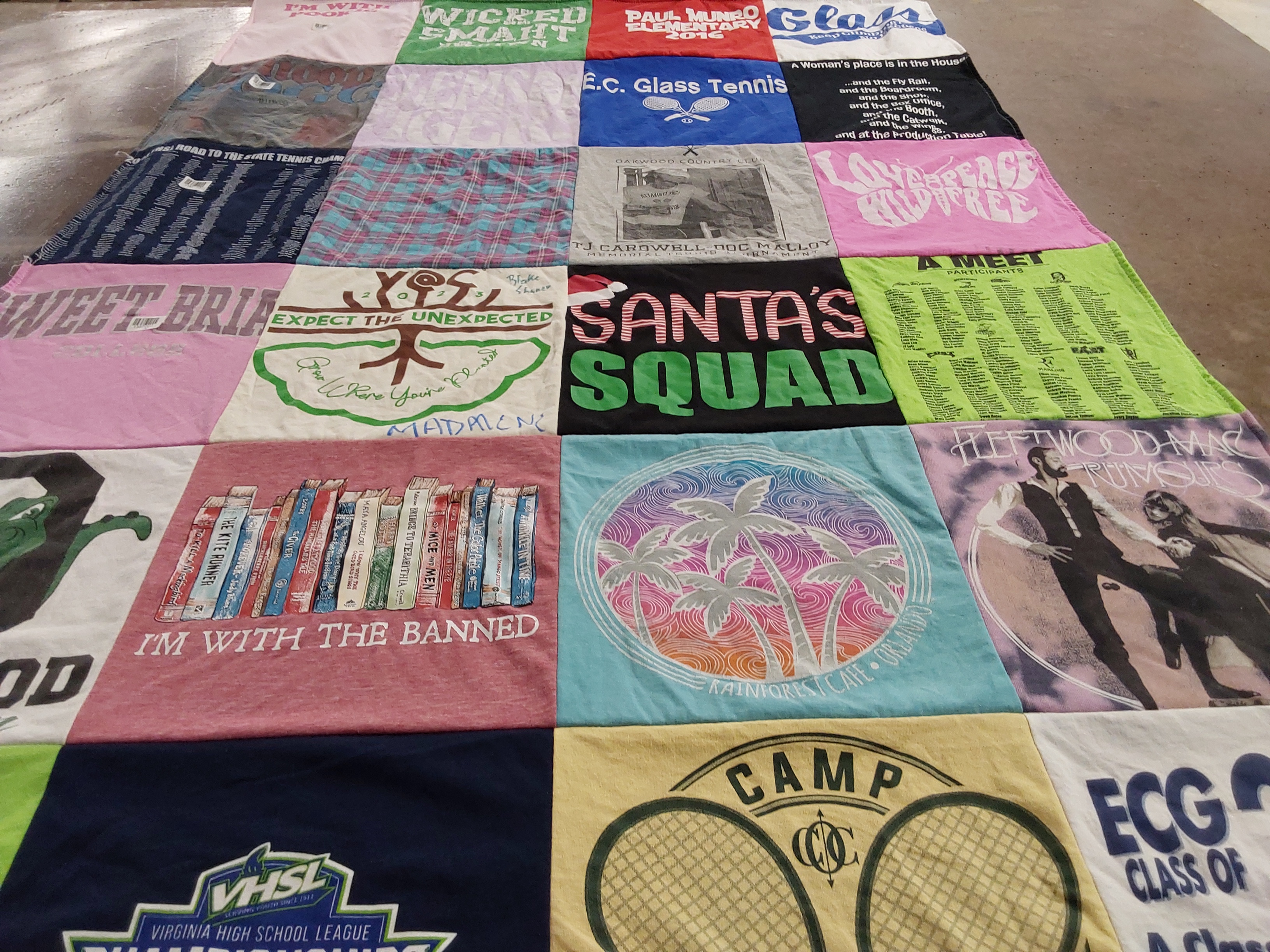 T-shirt quilt featuring e.c. glass high school tennis by Dawn from VA