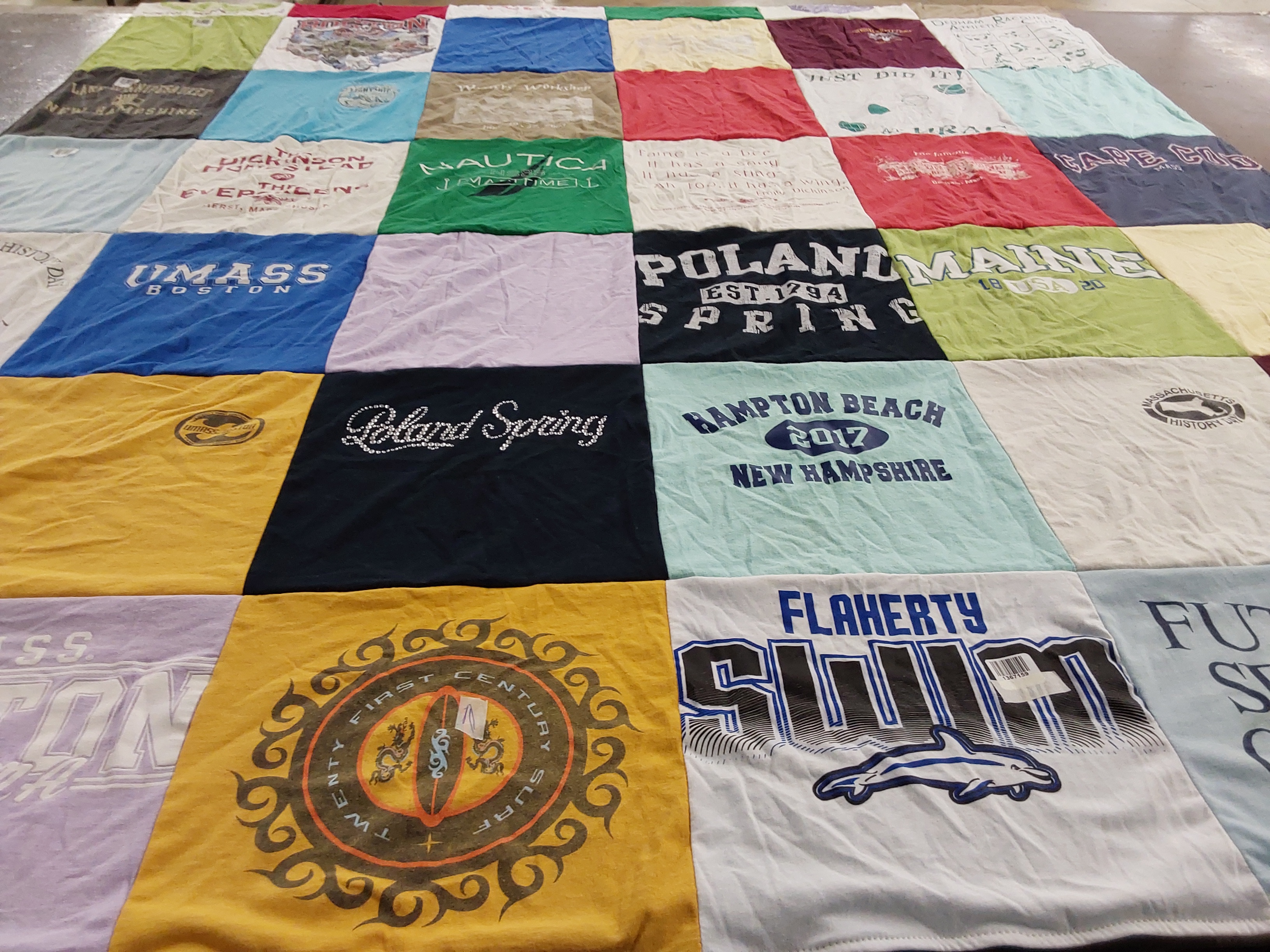 T-shirt quilt from university of massachusetts boston by Jeanne from MA