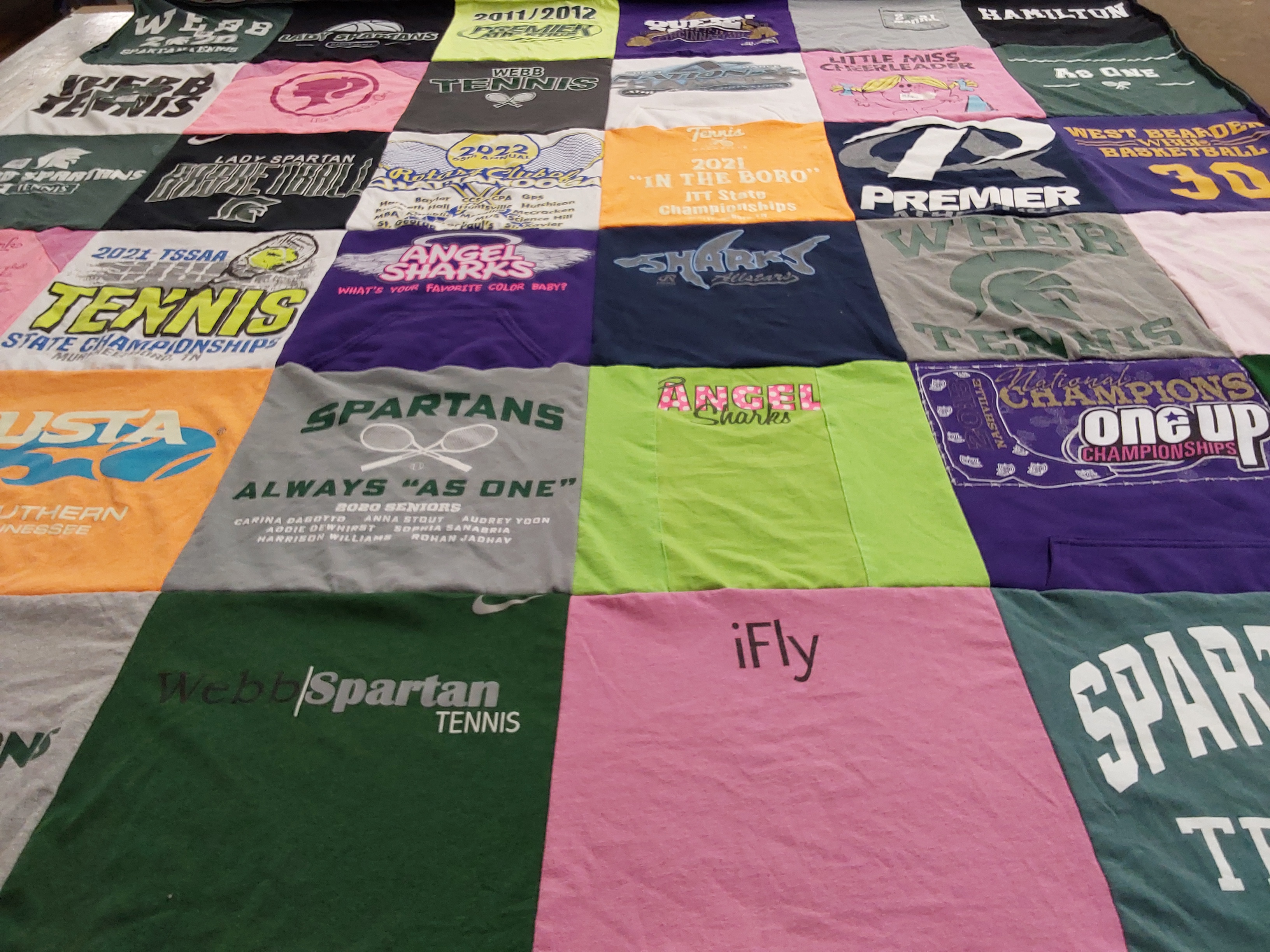 T-shirt quilt featuring webb spartans tennis by Shannon from TN