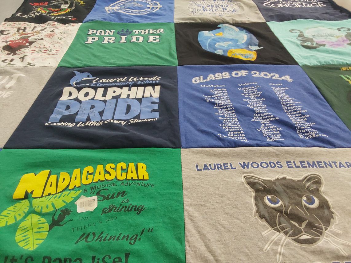 T-shirt quilt from laurel woods elementary school by Julie from MD
