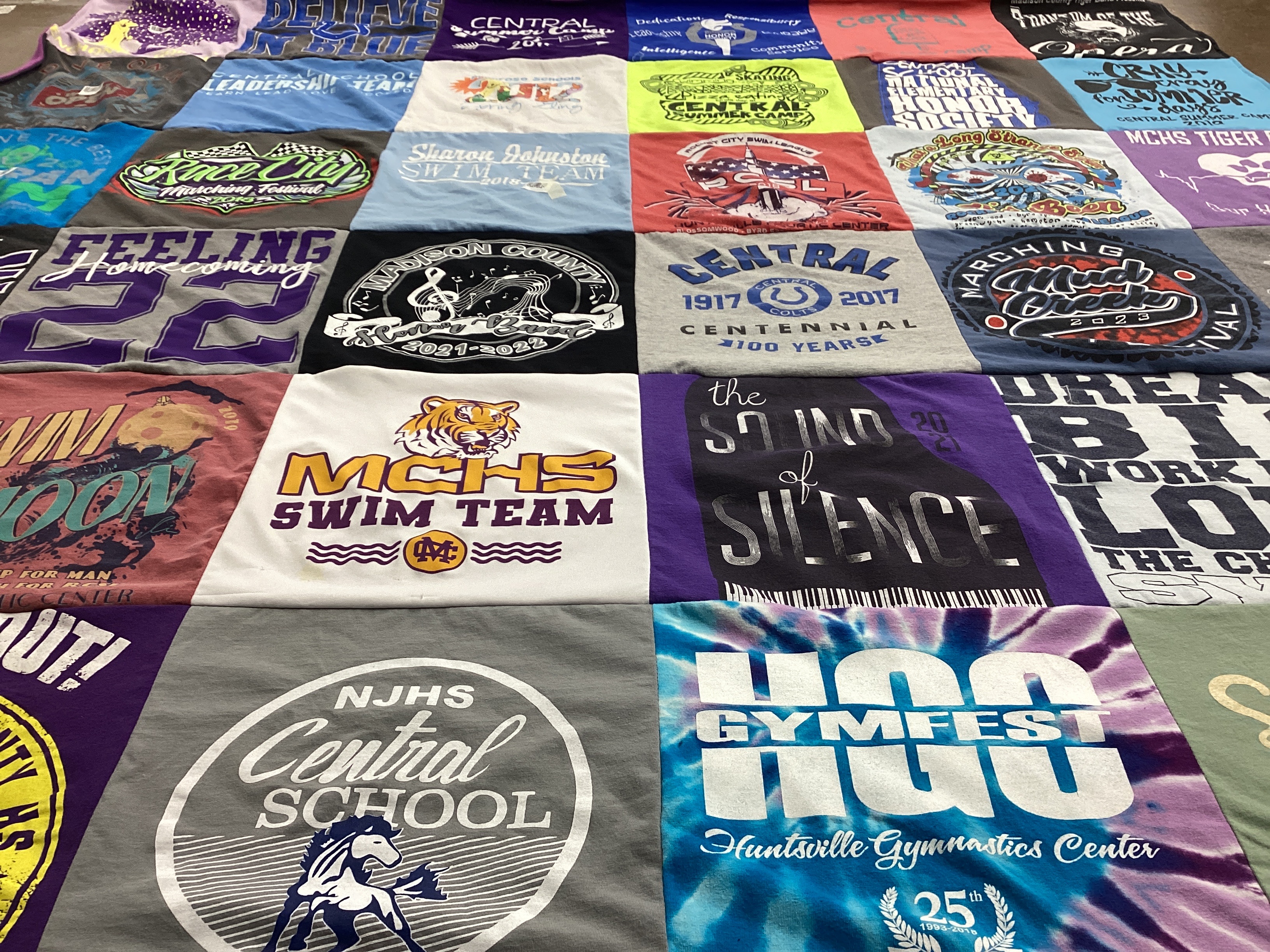 T-shirt quilt featuring madison county high school swim team, central school swim team by Tonya from AL