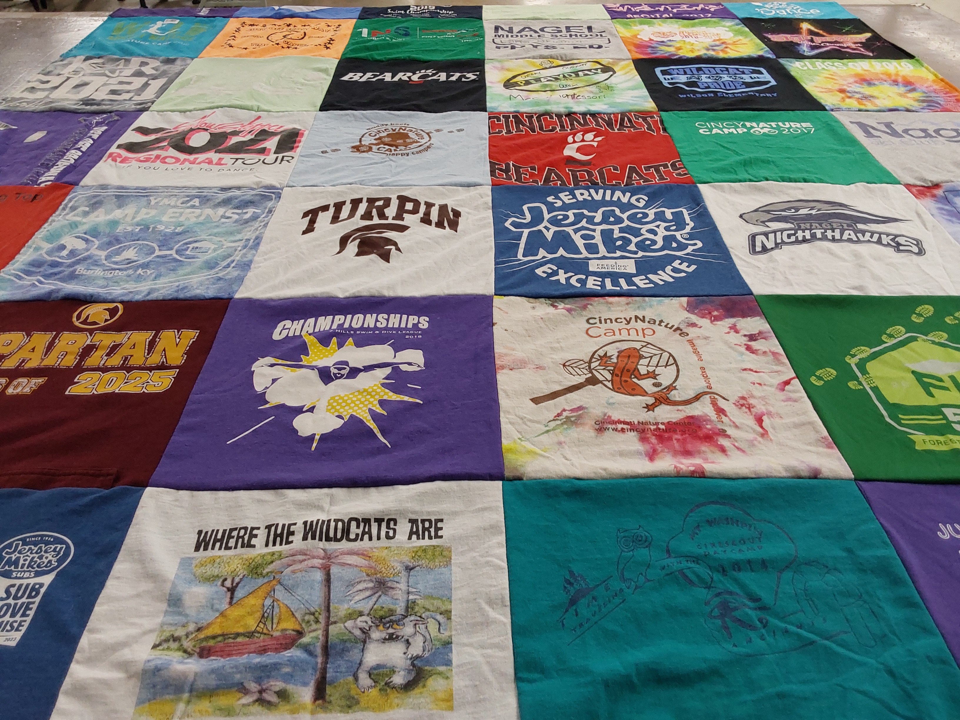T-shirt quilt featuring cincinnati bearcats, turpin high school by Kerri from OH