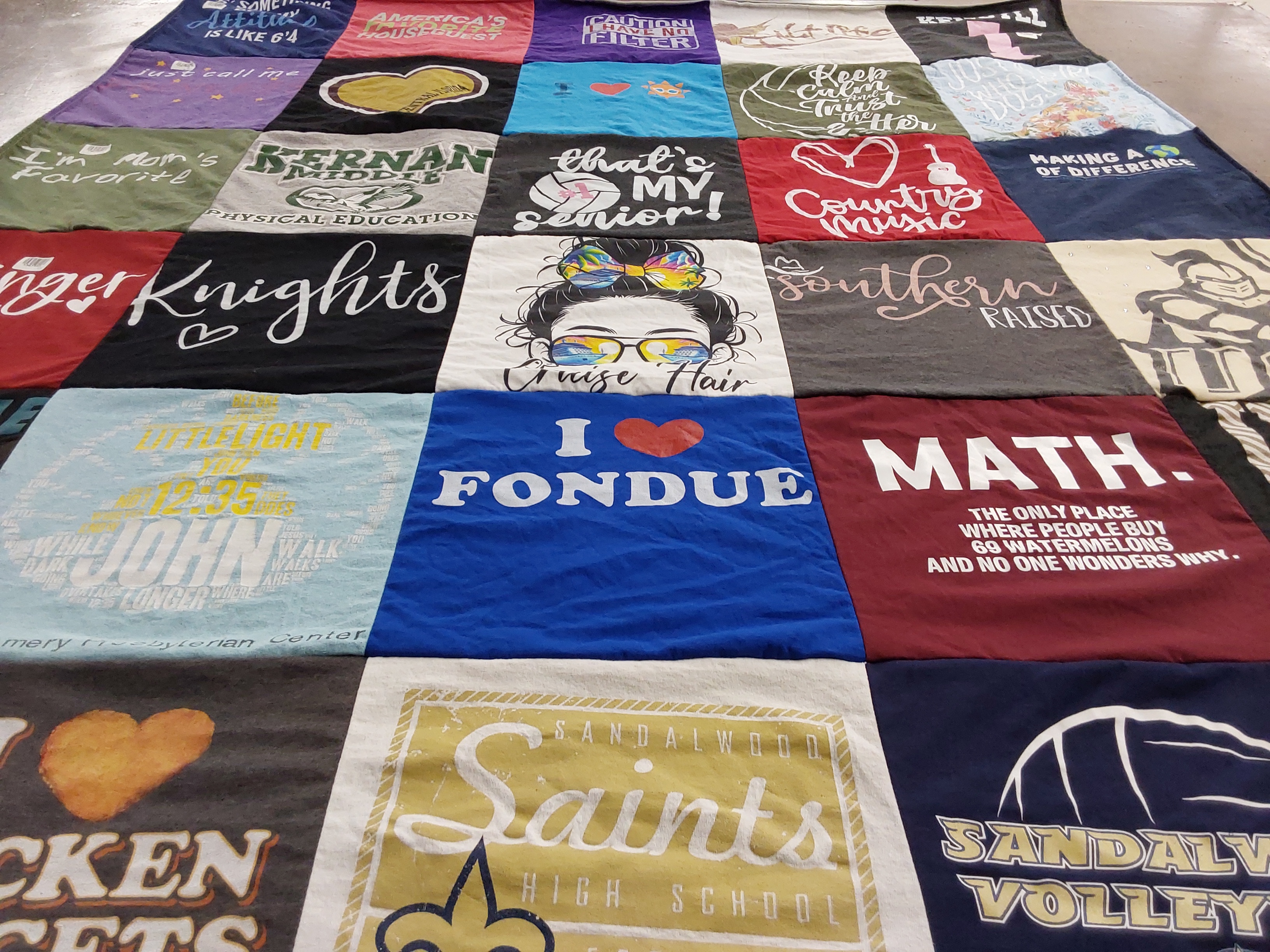 T-shirt quilt featuring sandalwood volleyball by Karla from FL