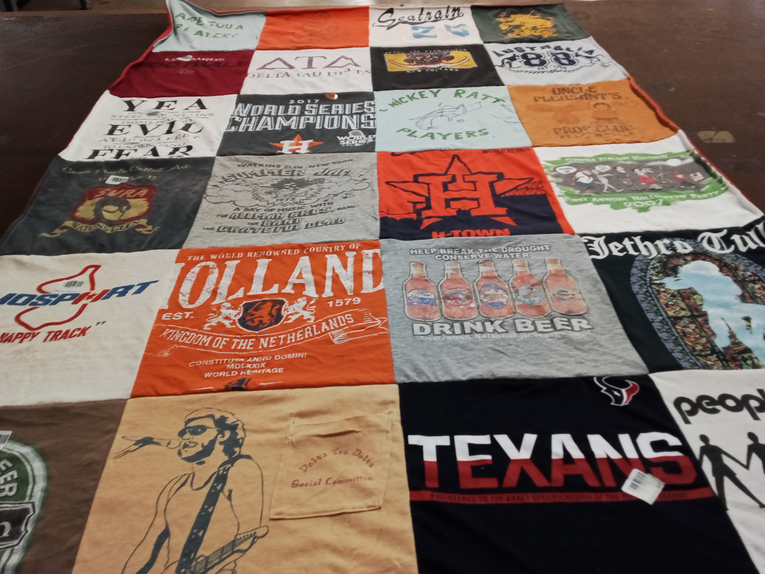 T-shirt quilt featuring texans by Peter from TX
