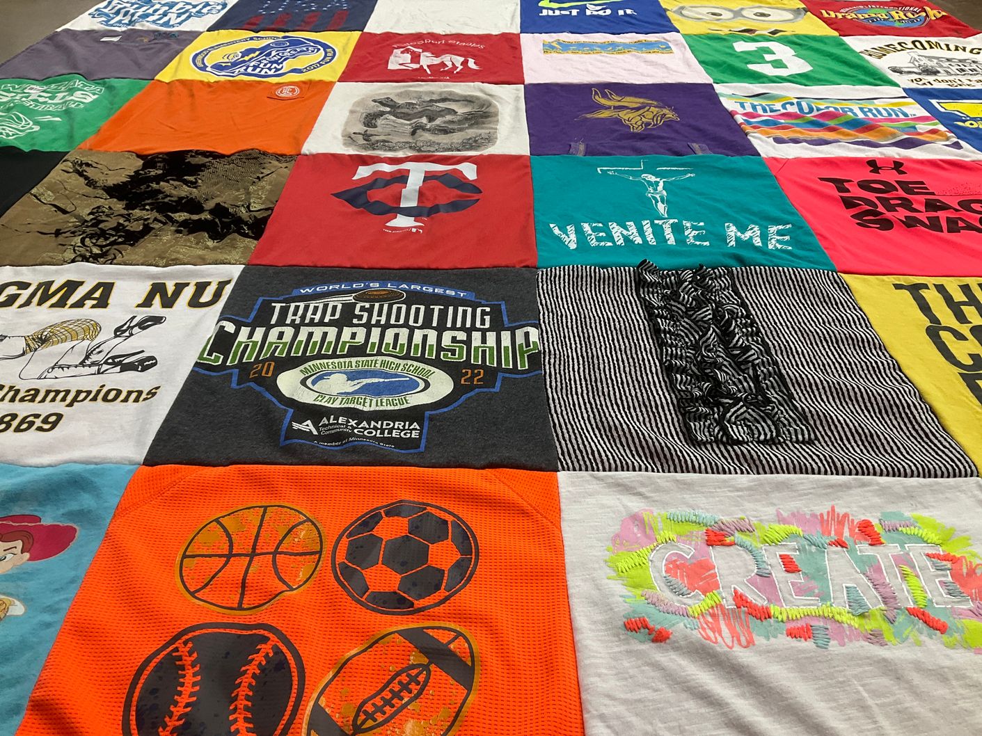 T-shirt quilt featuring minnesota state high school, minnesota vikings by Maria from MN