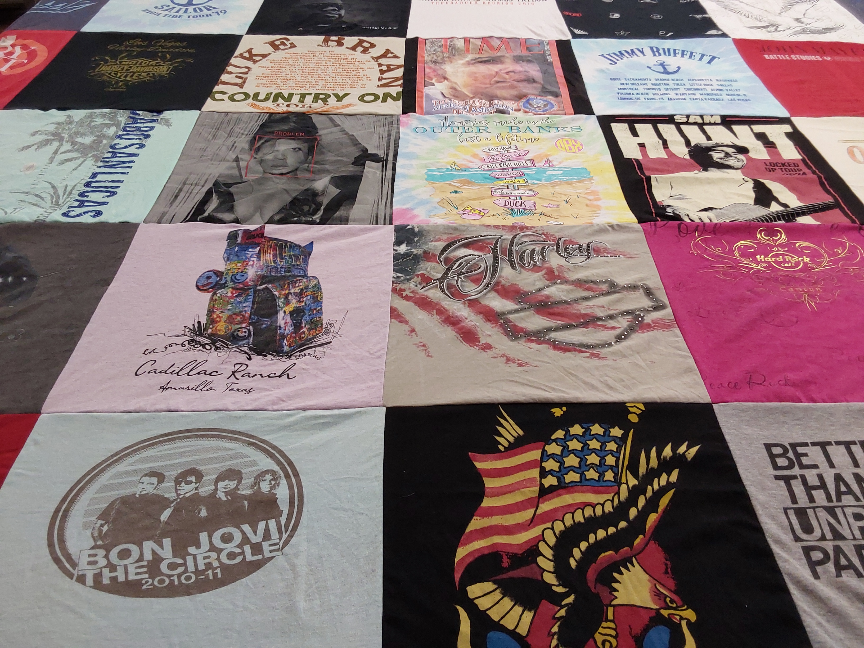 T-shirt quilt with country music, live music themes by Barbara from NM