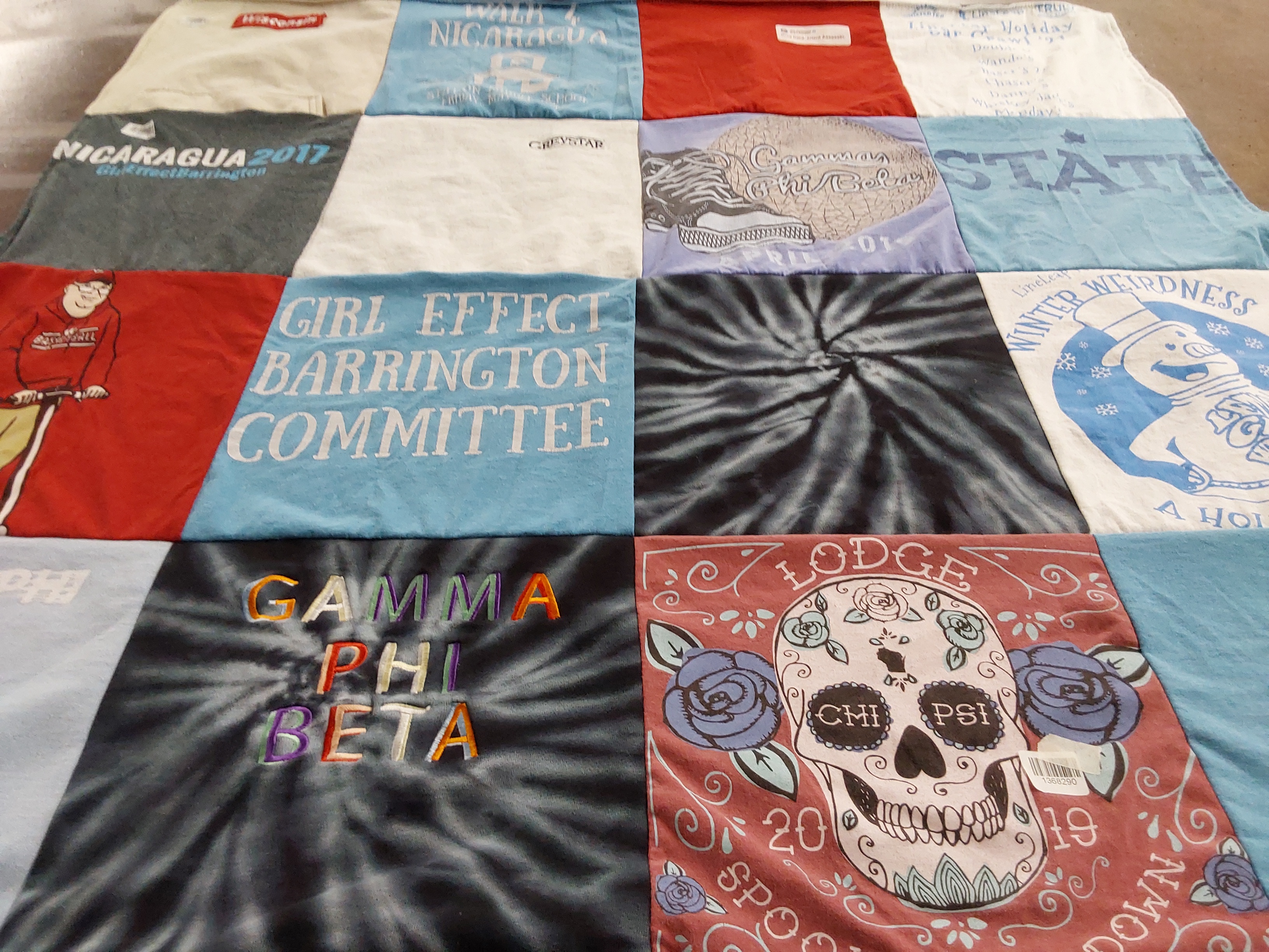 T-shirt quilt with community service, sorority involvement themes by Elizabeth from IL