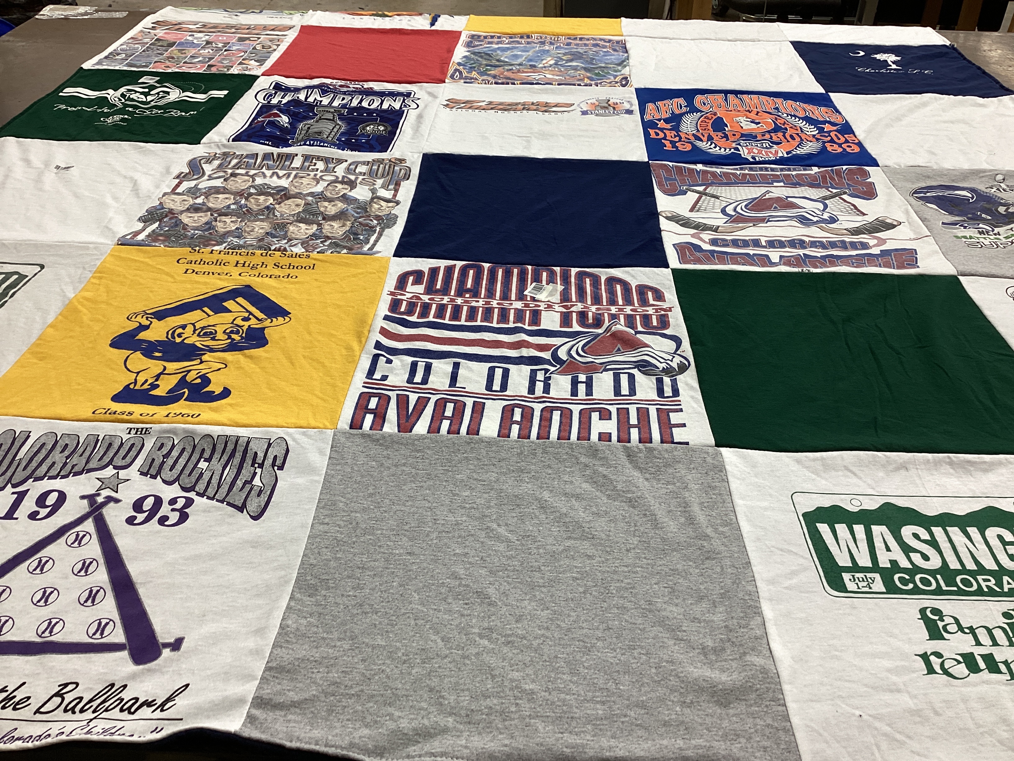 T-shirt quilt featuring colorado rockies, colorado avalanche by KIM from CO