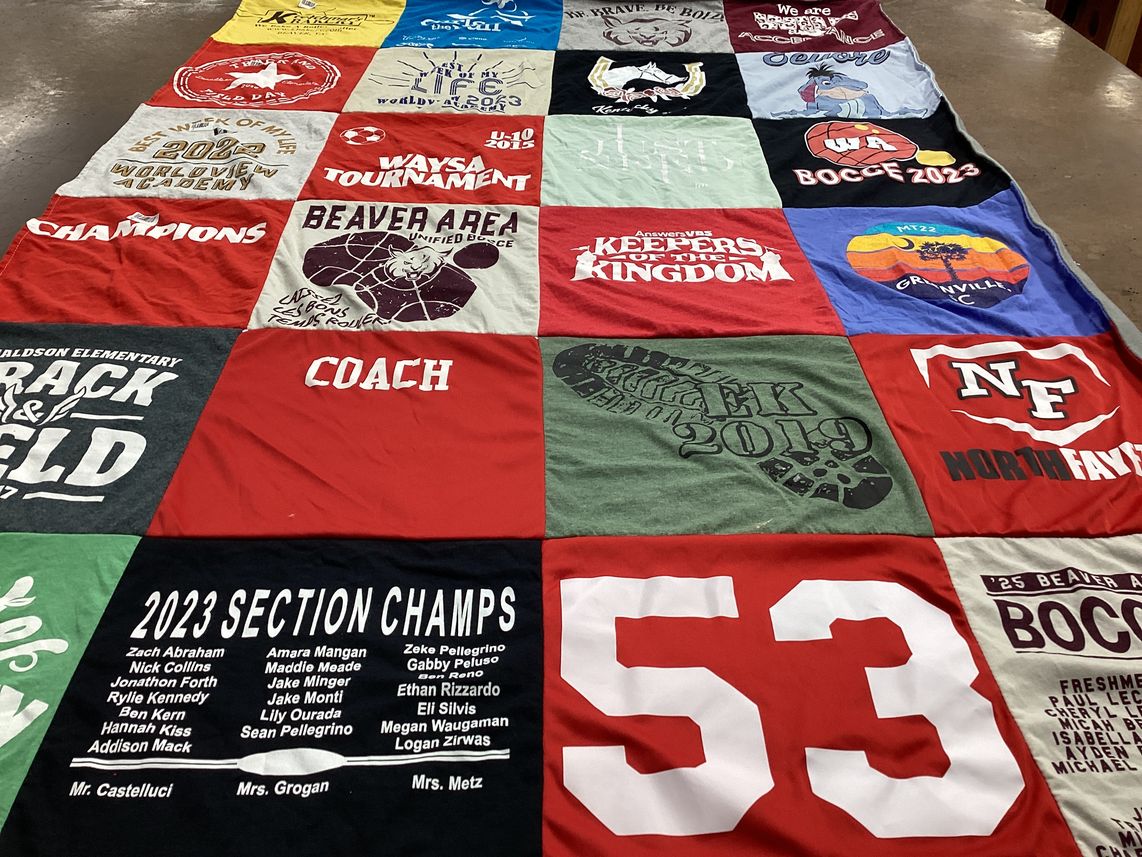 T-shirt quilt from carlson elementary school, north fayette middle school by Deana from PA