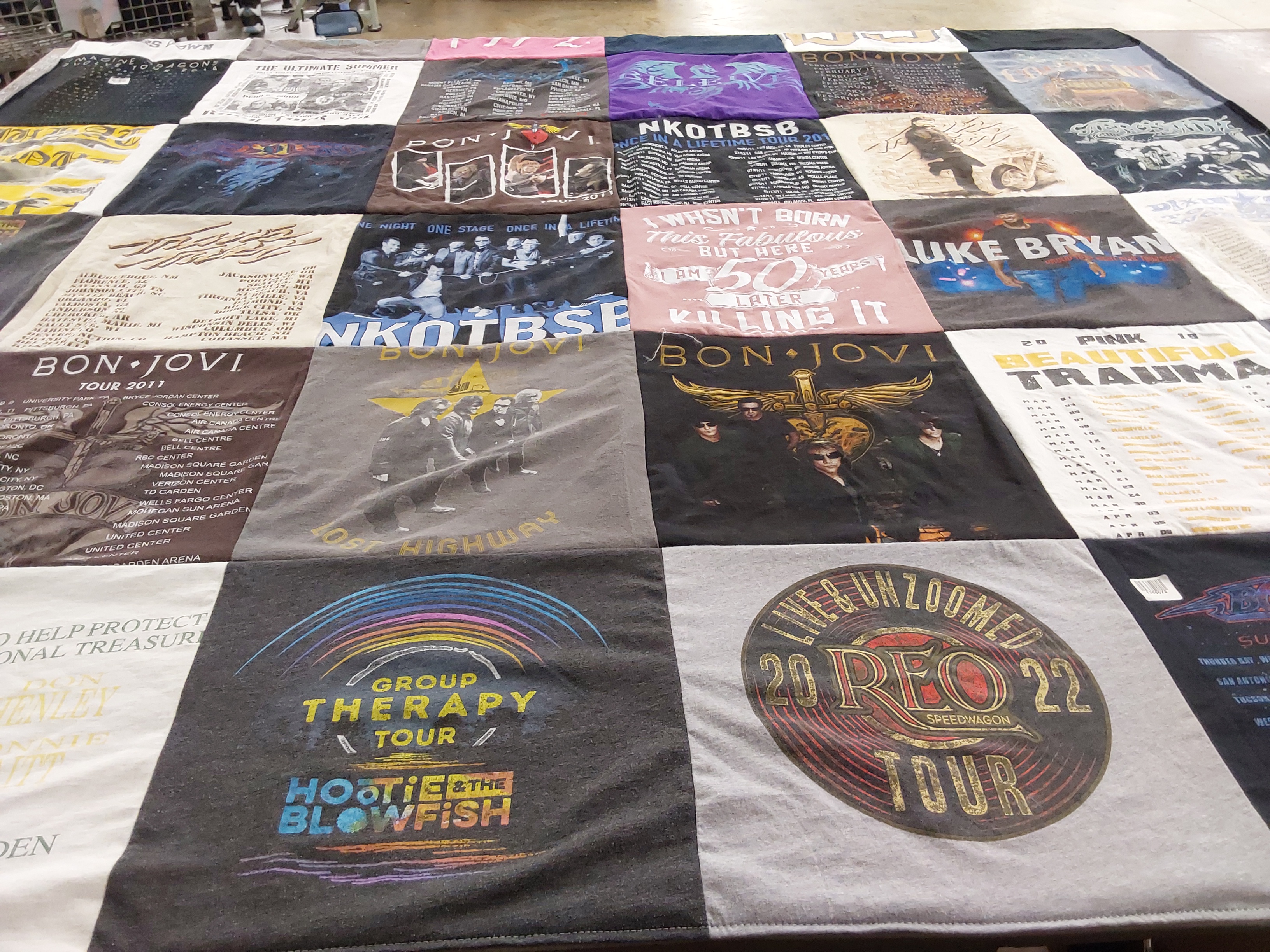 T-shirt quilt with music, concerts themes by Kimberly from FL