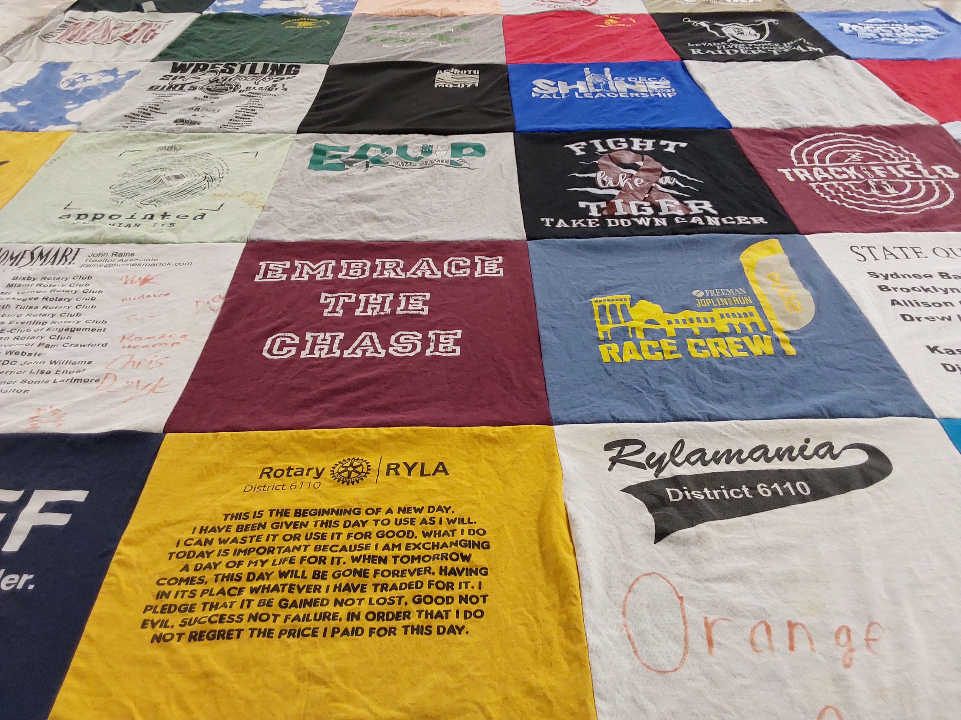 T-shirt quilt from freedom joplin high school by Sarah from MO
