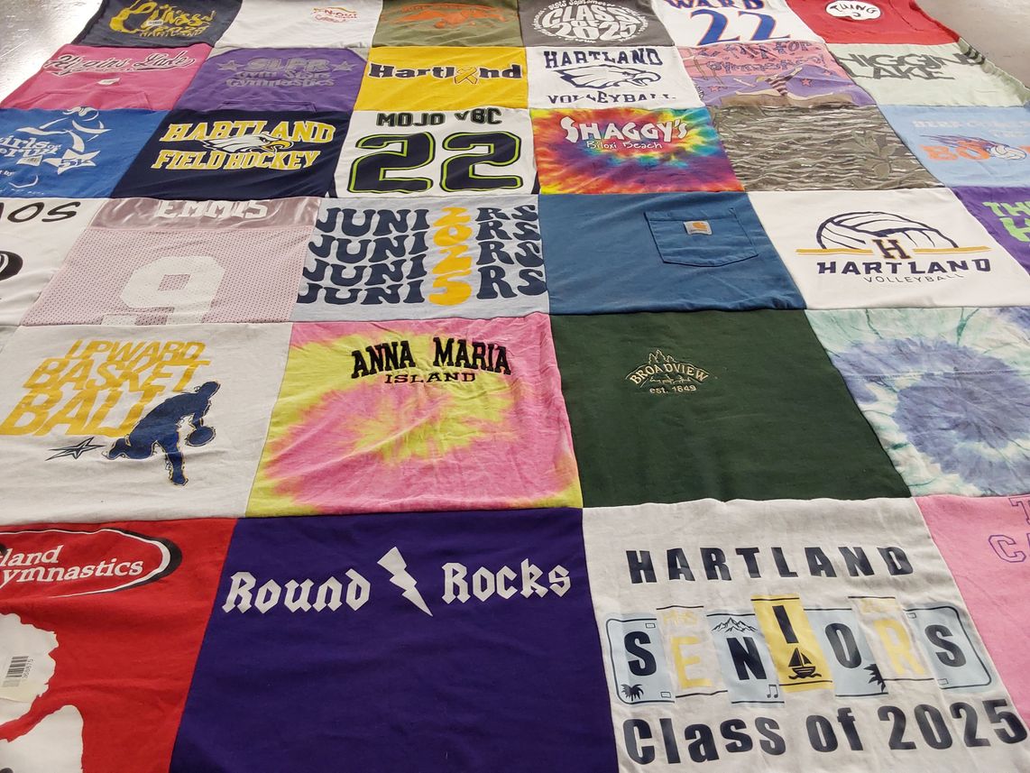 T-shirt quilt from hartland high school, broadview university by Kristen from MI
