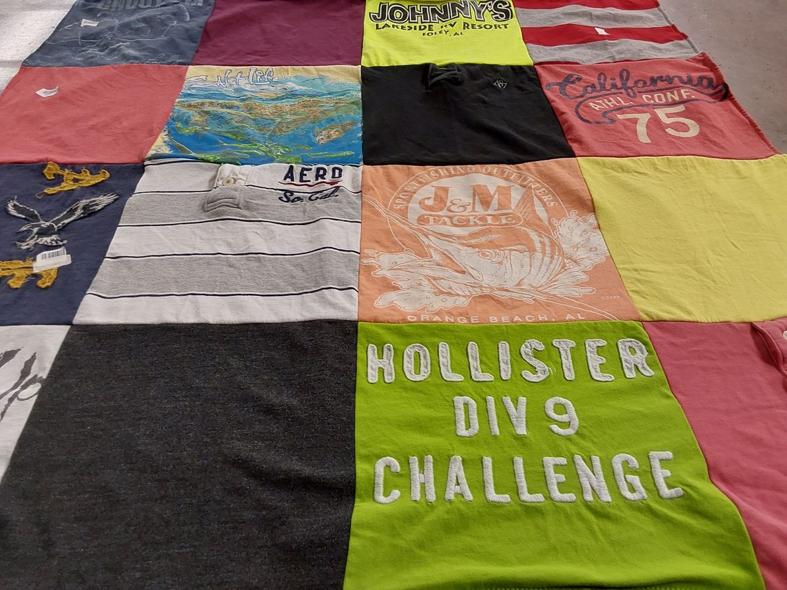 T-shirt quilt with fishing, beach themes by Caitlyn from AL
