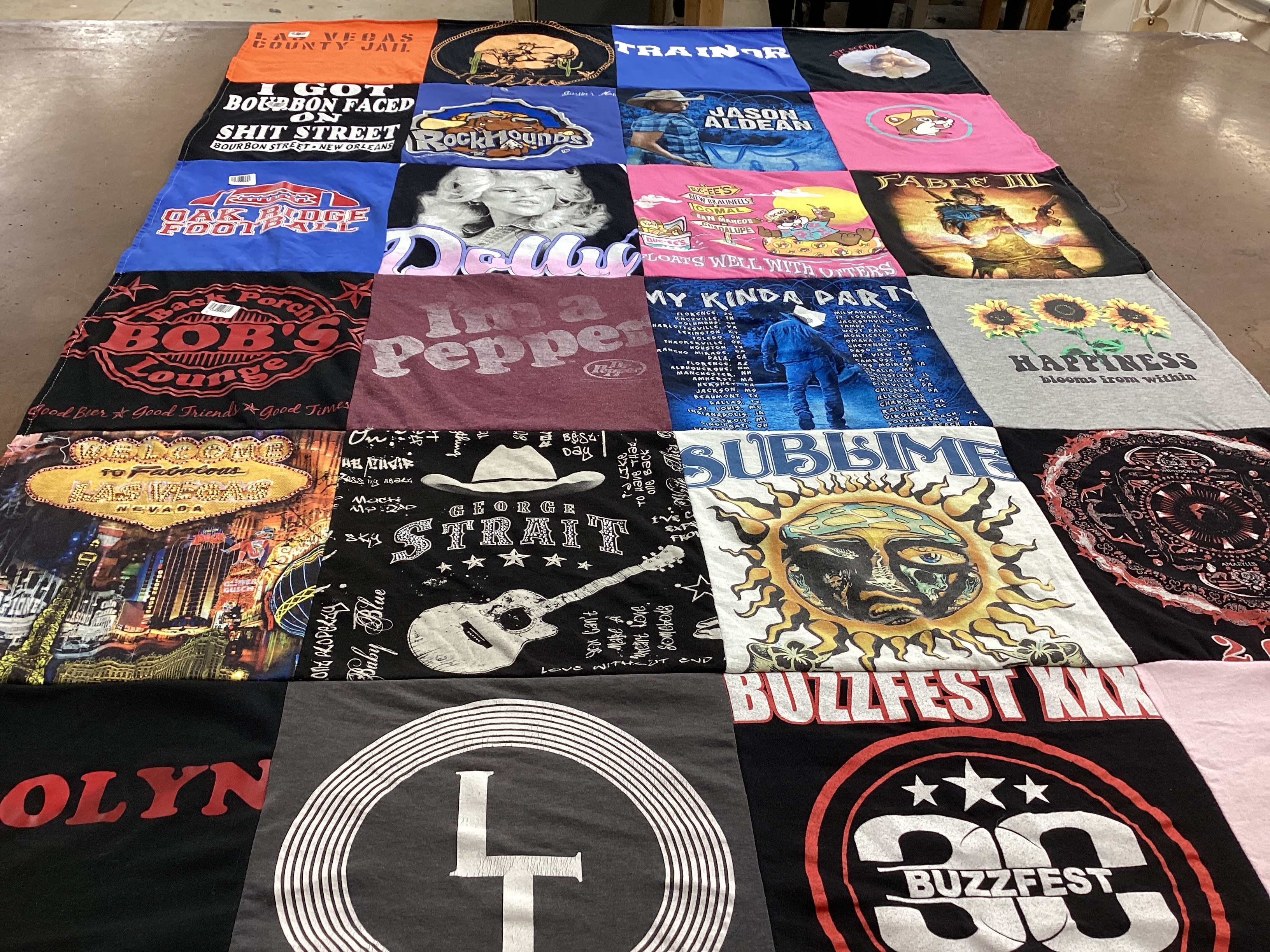 T-shirt quilt with music, country themes by Carolyn from TX