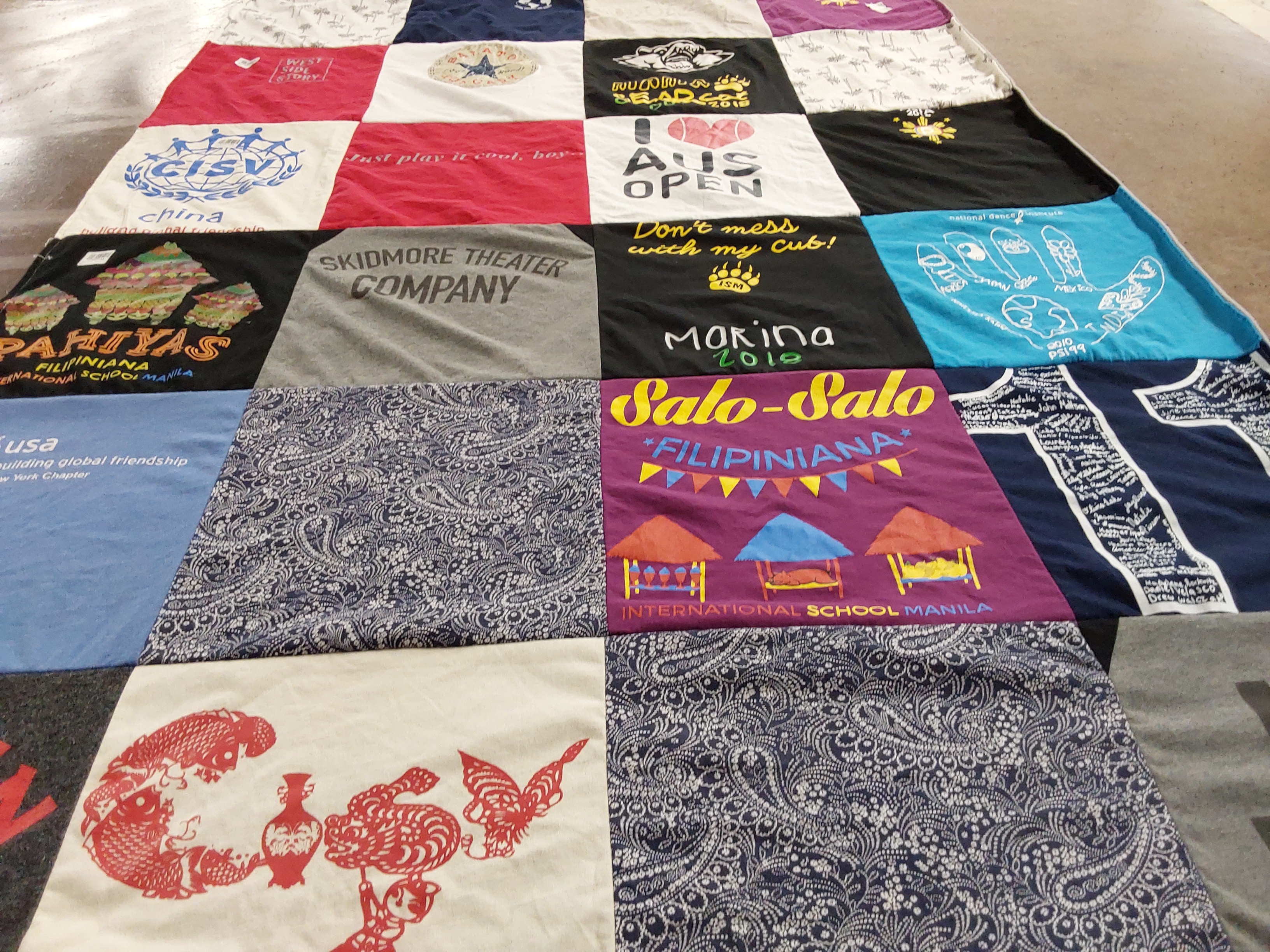 T-shirt quilt from international school manila by Carina from NY