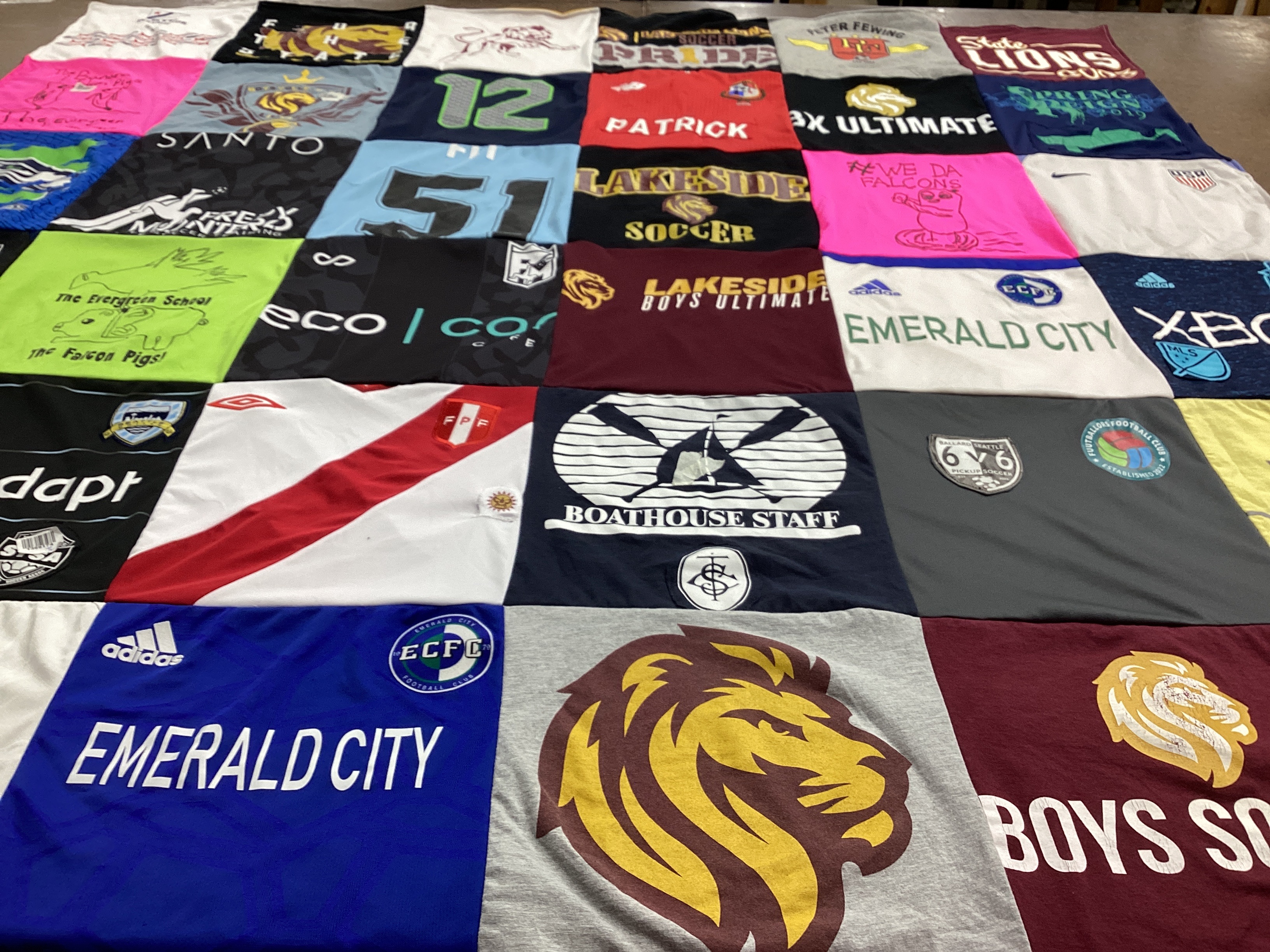 T-shirt quilt from evergreen school by Rossana from WA