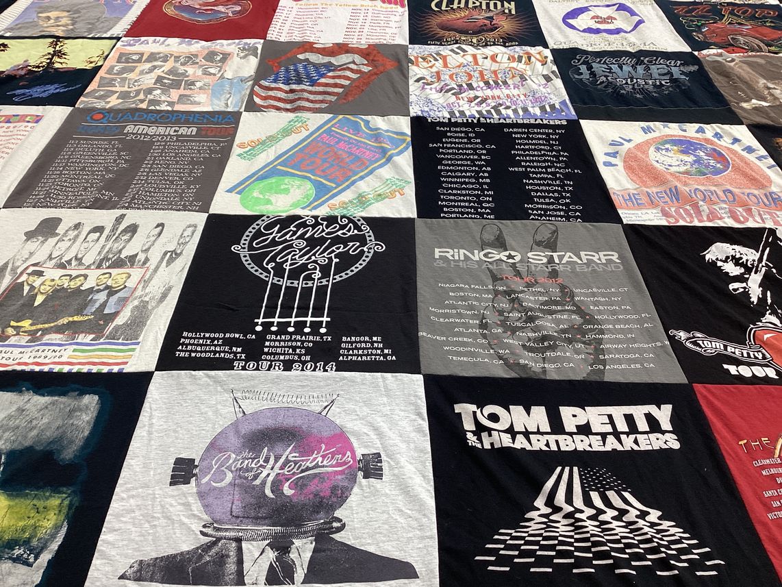 T-shirt quilt with music, concerts themes by Michael from FL