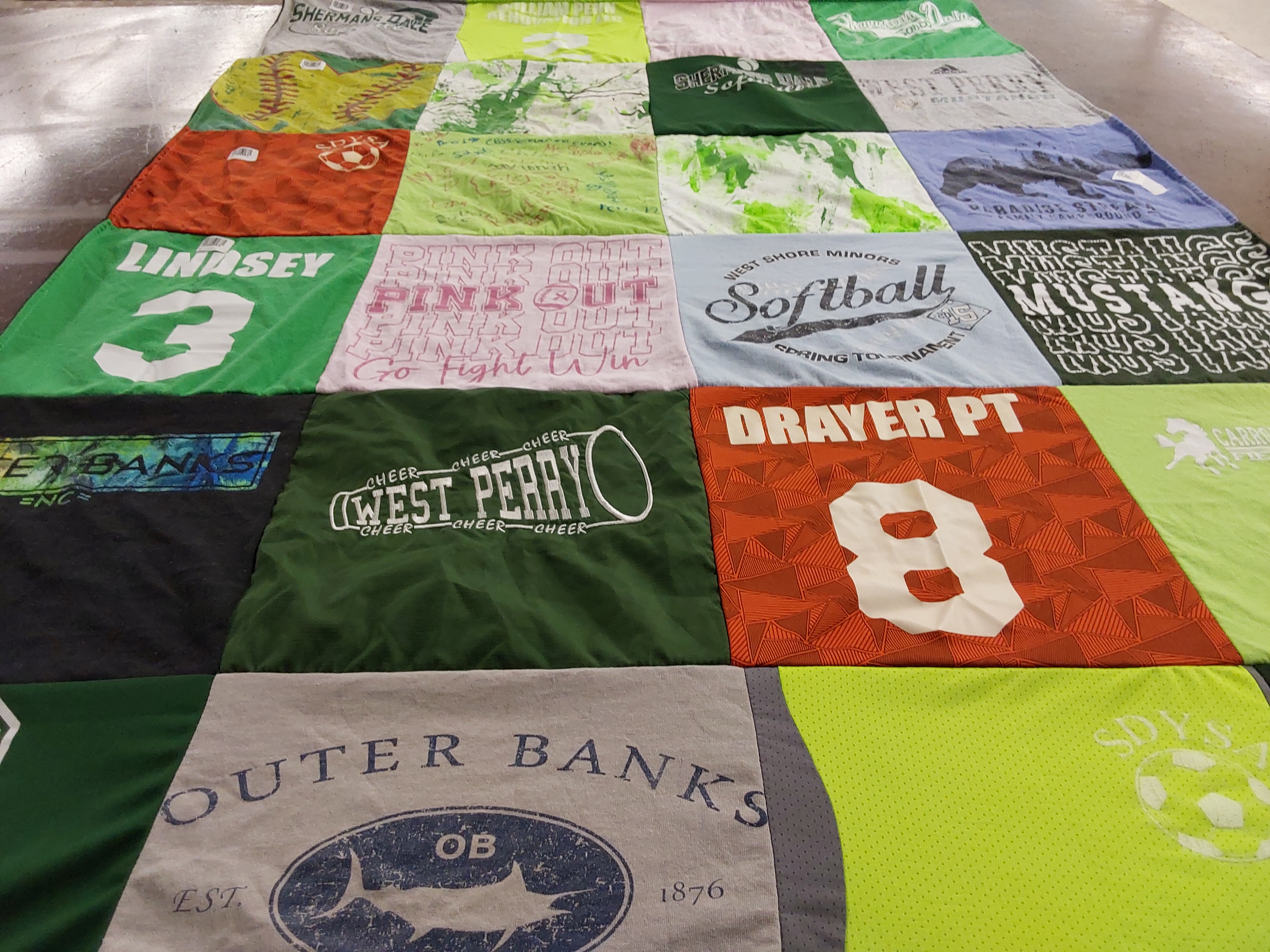 T-shirt quilt featuring west perry high school, drayer pt by Angela from PA
