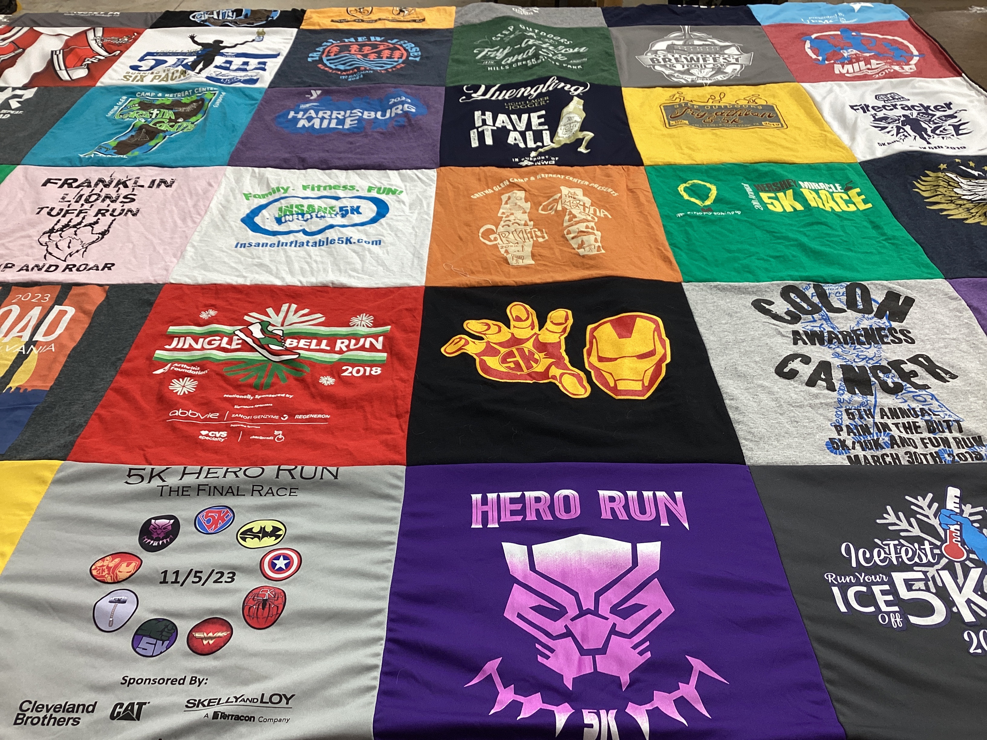 T-shirt quilt with running, fitness themes by Amy from PA