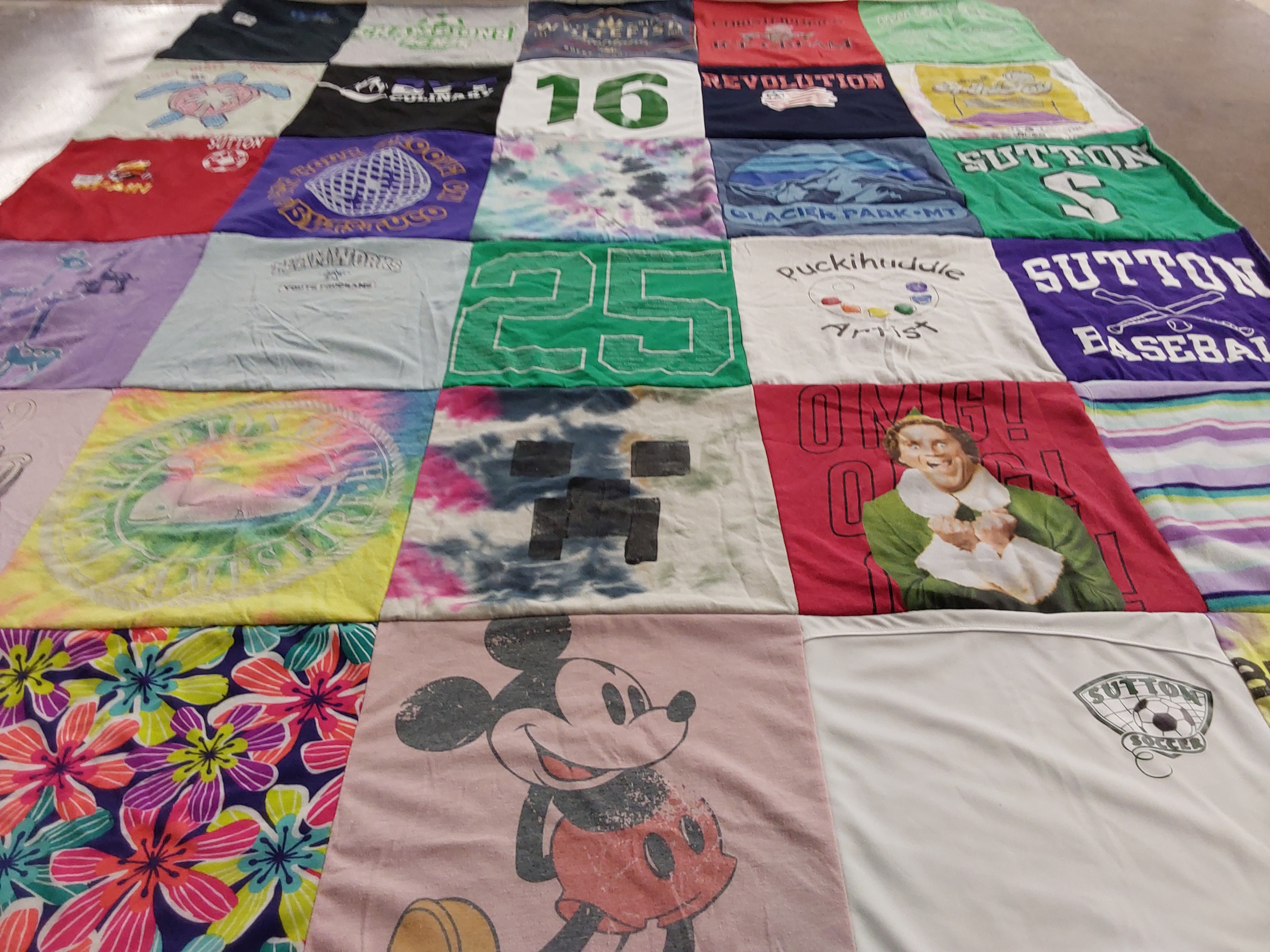 T-shirt quilt featuring sutton baseball, sutton soccer by Cheryl from MA
