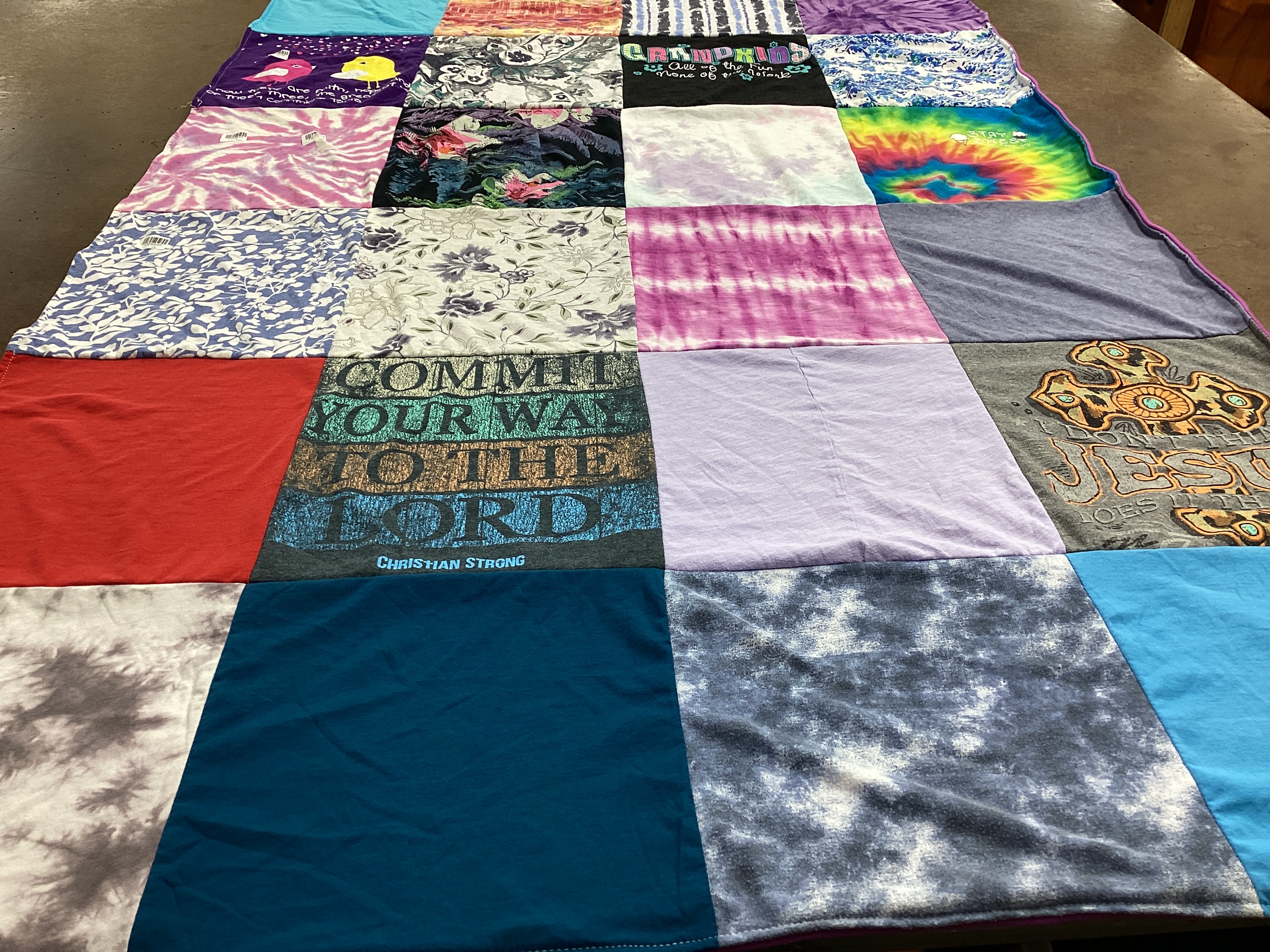 T-shirt quilt with faith, religion themes by Katie from NC