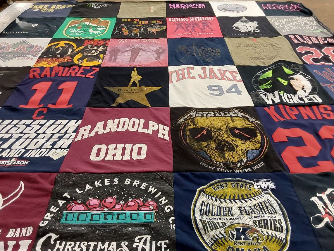 T-shirt quilt featuring cleveland indians, kent state golden flashes by Nicole from MD