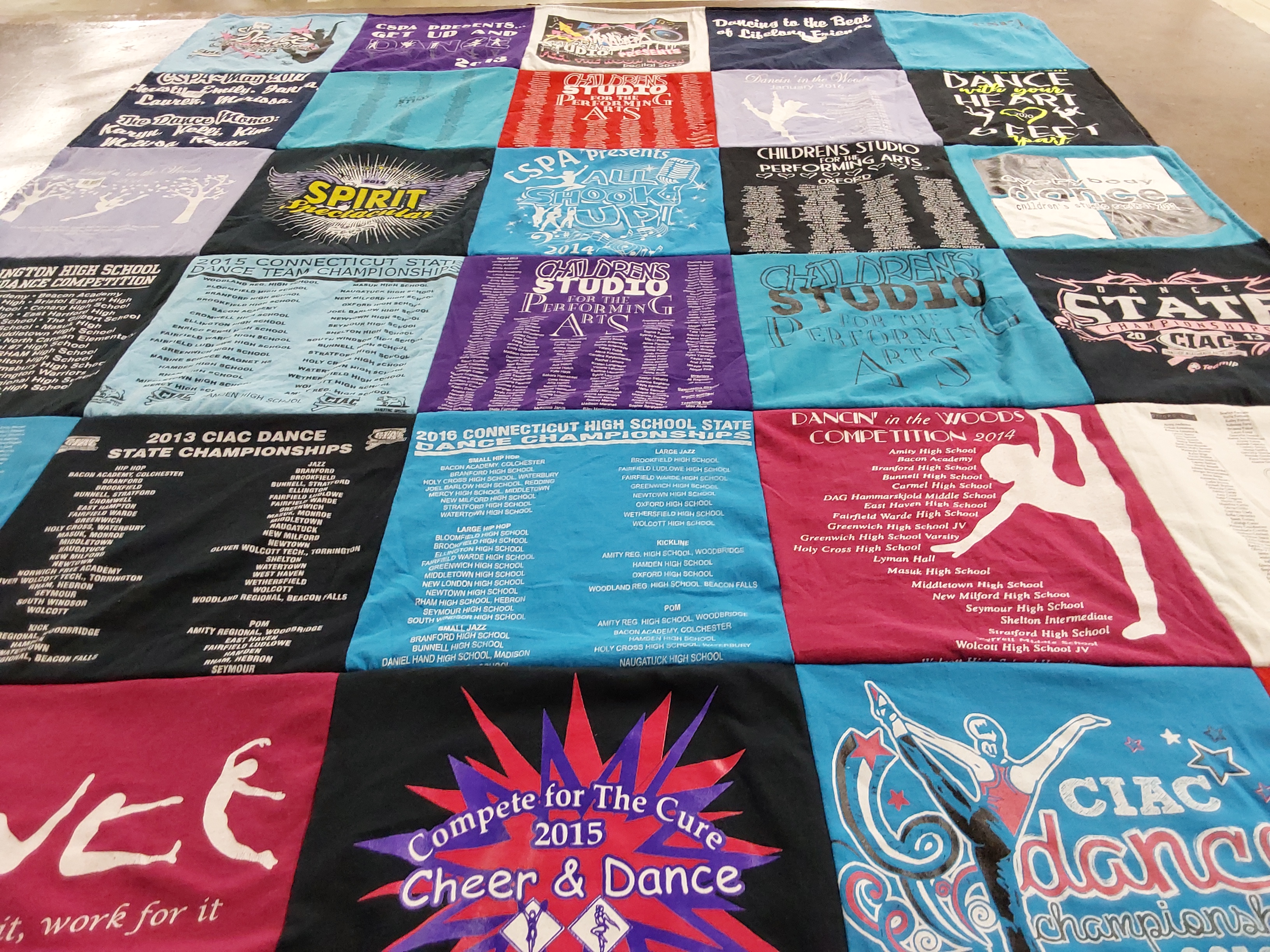 T-shirt quilt from amity high school, bacon academy by Kelli from CT