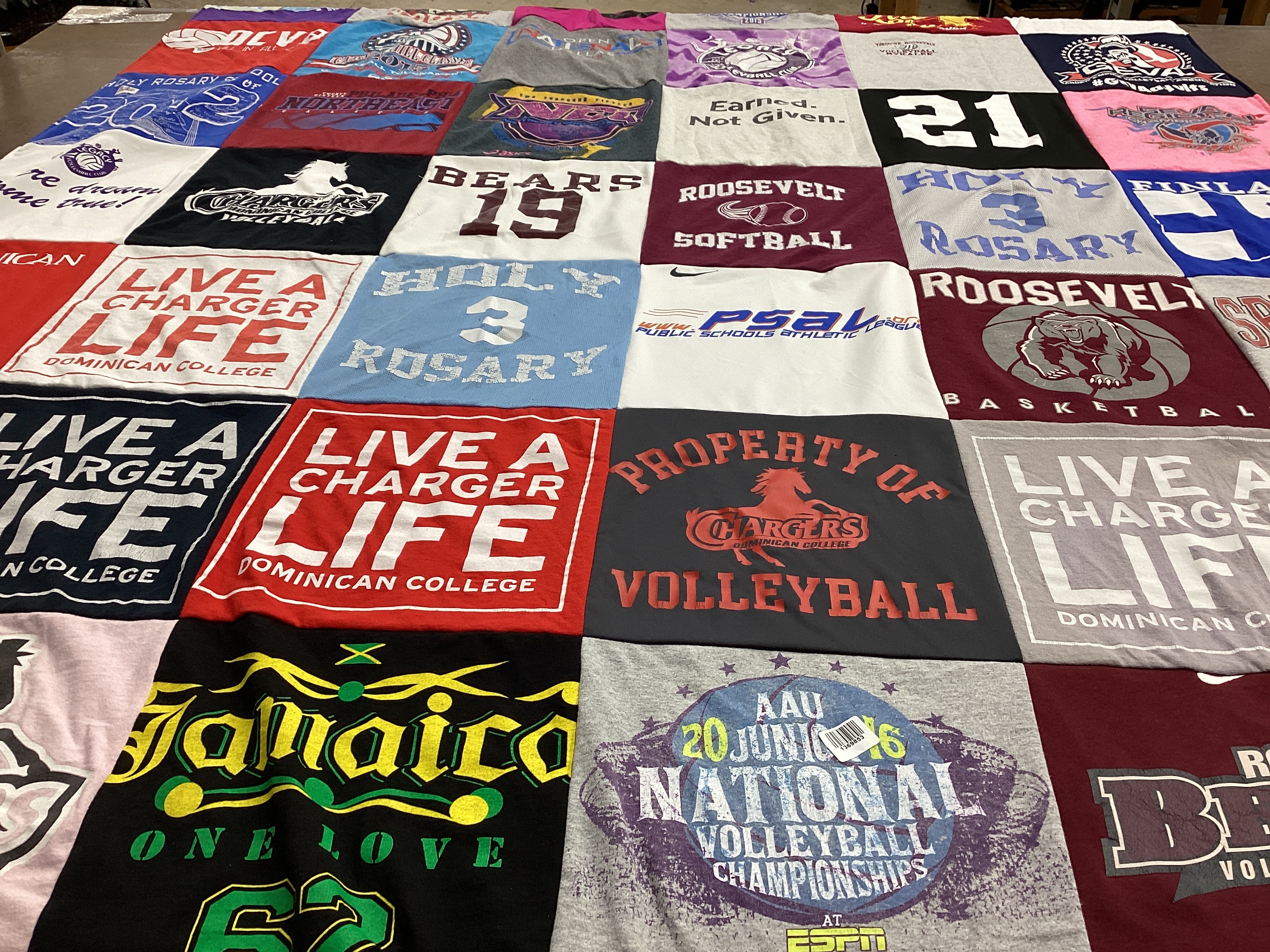 T-shirt quilt from dominican college by Mykalee from NY