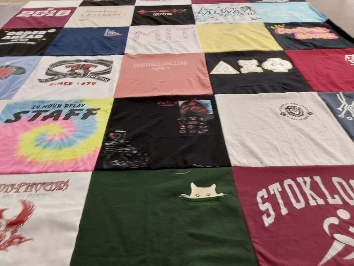 T-shirt quilt with community service, events themes by Christine from ME