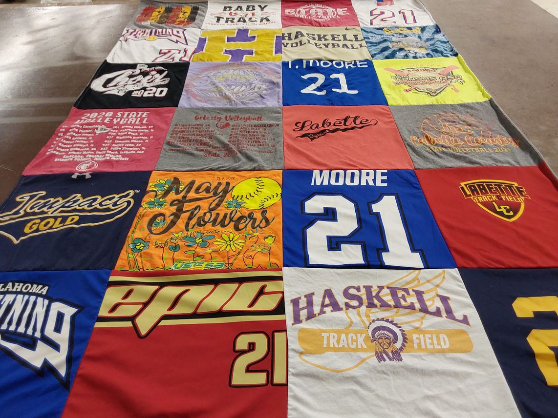 T-shirt quilt featuring impact volleyball club, labette high school by Dena from KS