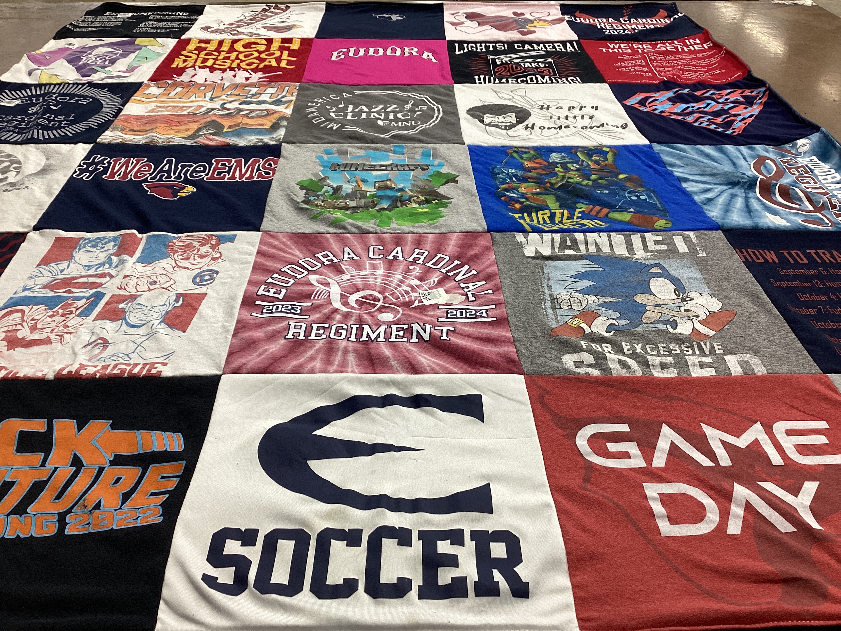 T-shirt quilt featuring eudora cardinal soccer team by Kate from KS