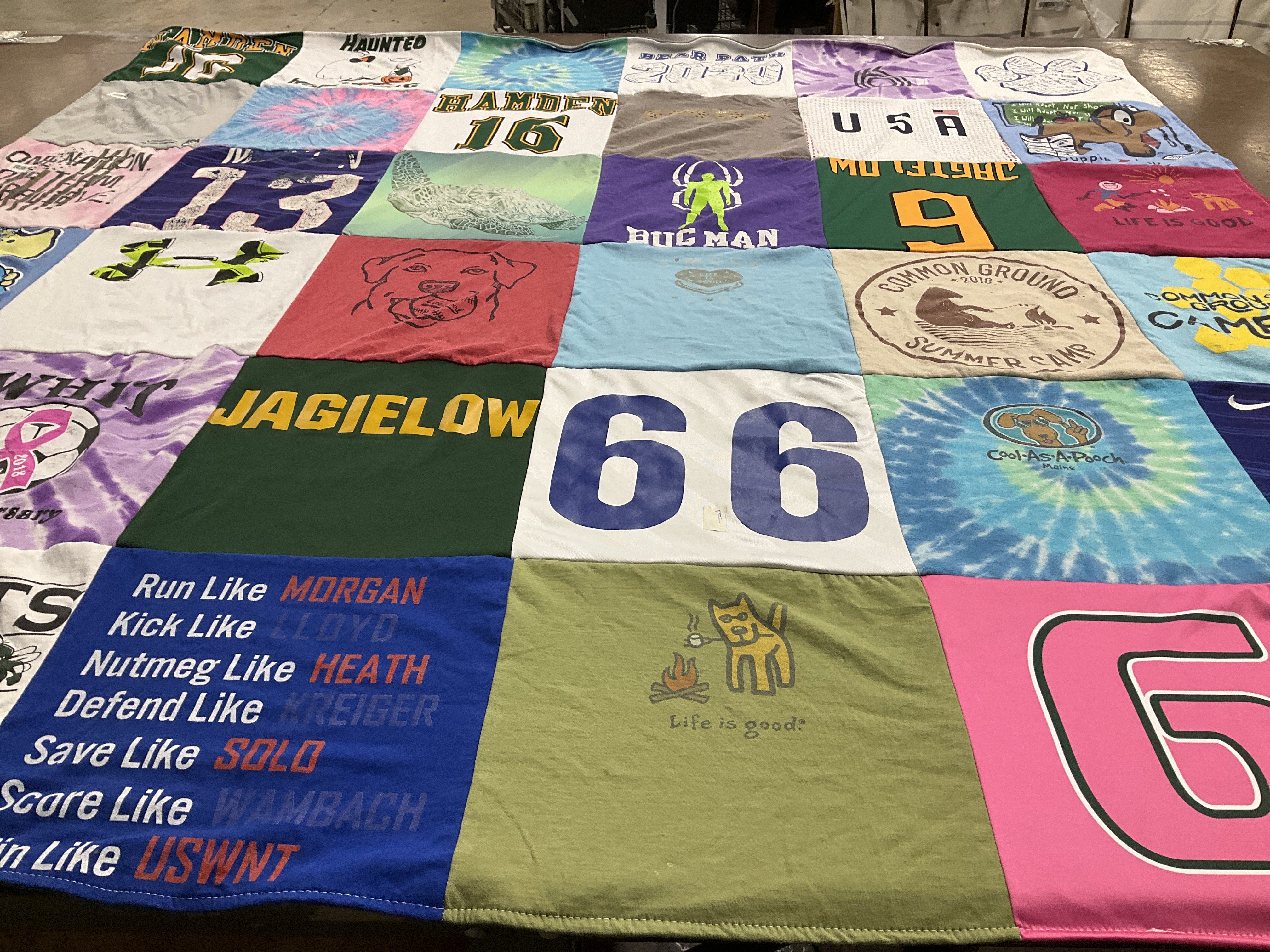 T-shirt quilt from hamden high school by Jane from CT