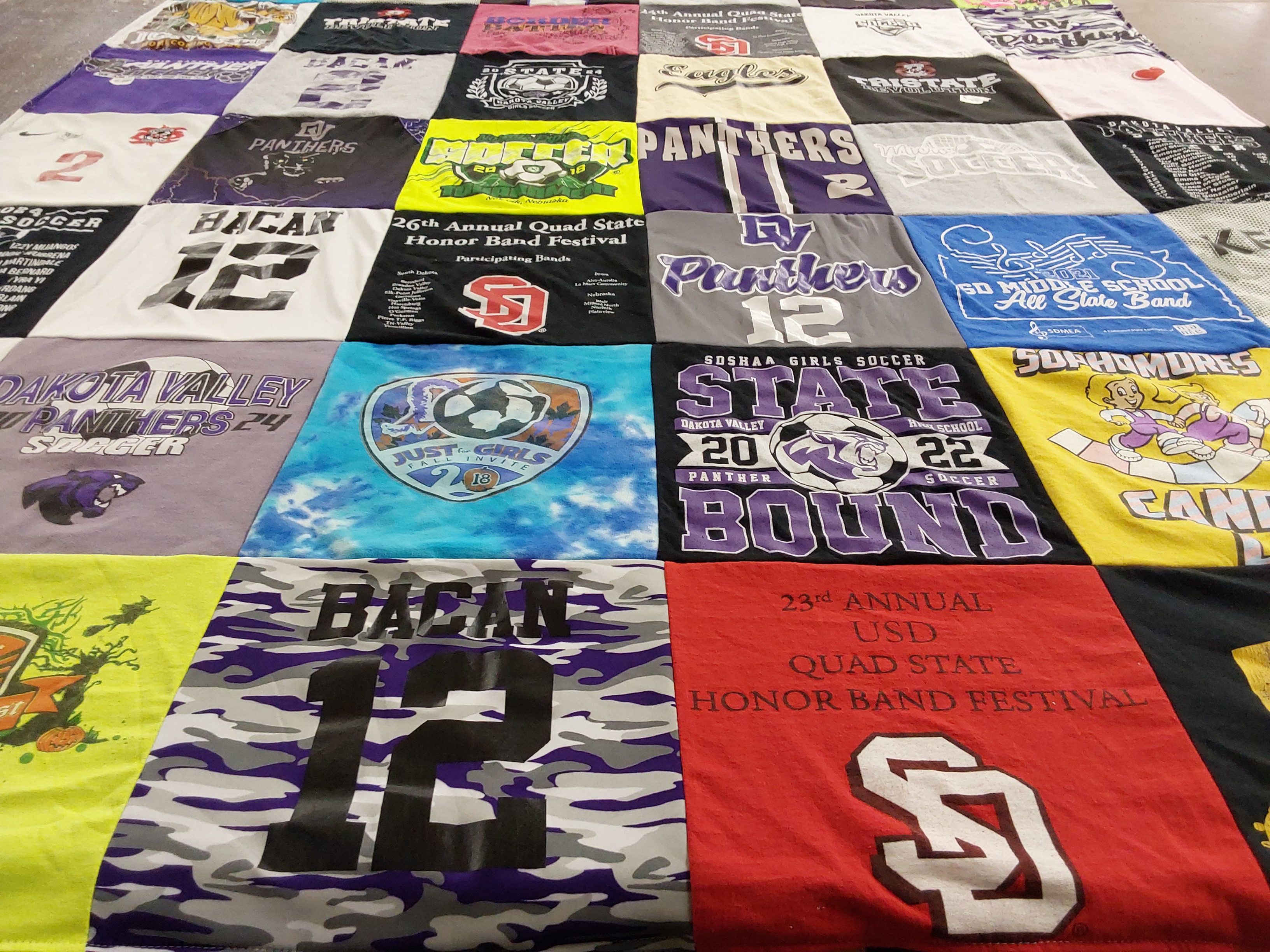 T-shirt quilt featuring dakota valley panthers by Nicole from SD