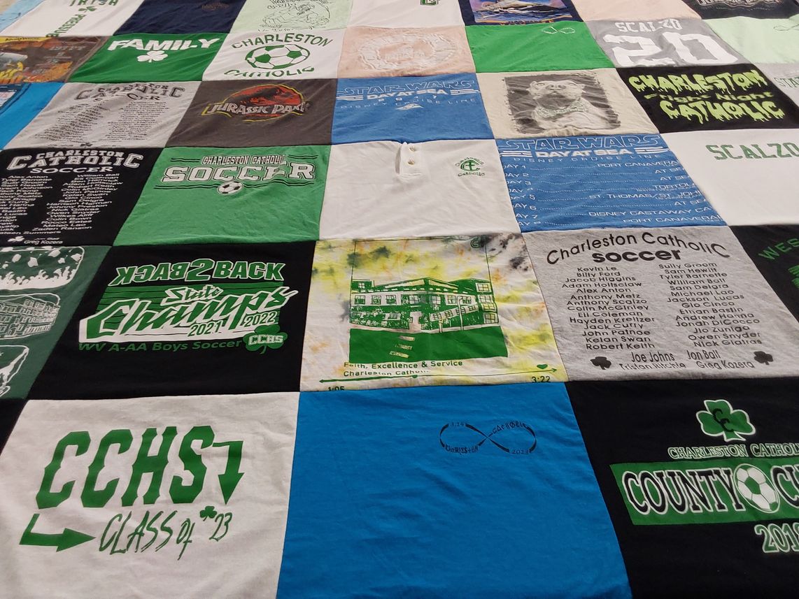 T-shirt quilt featuring charleston catholic high school soccer by Jennifer from WV