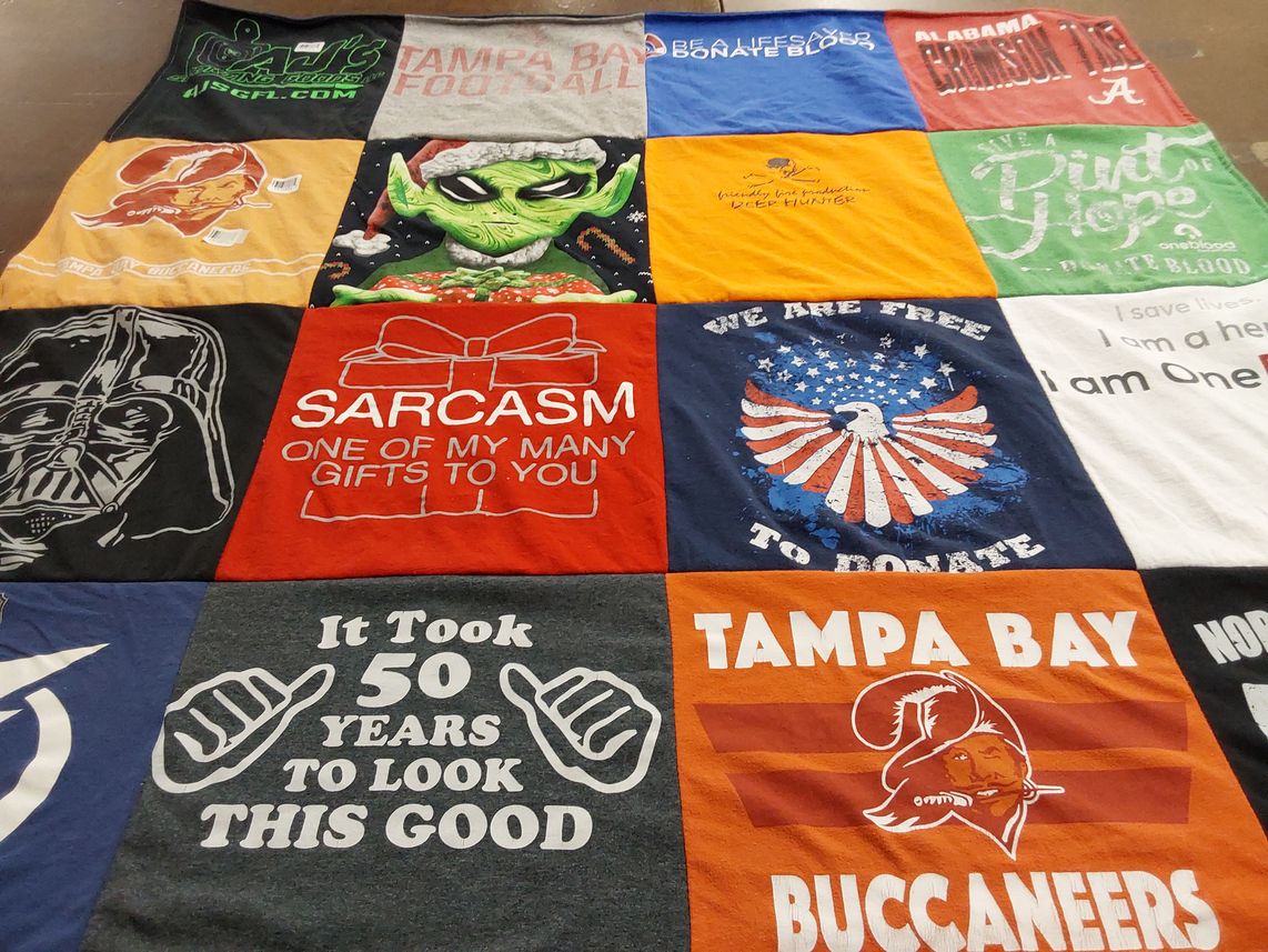 T-shirt quilt featuring tampa bay buccaneers by Juli from FL
