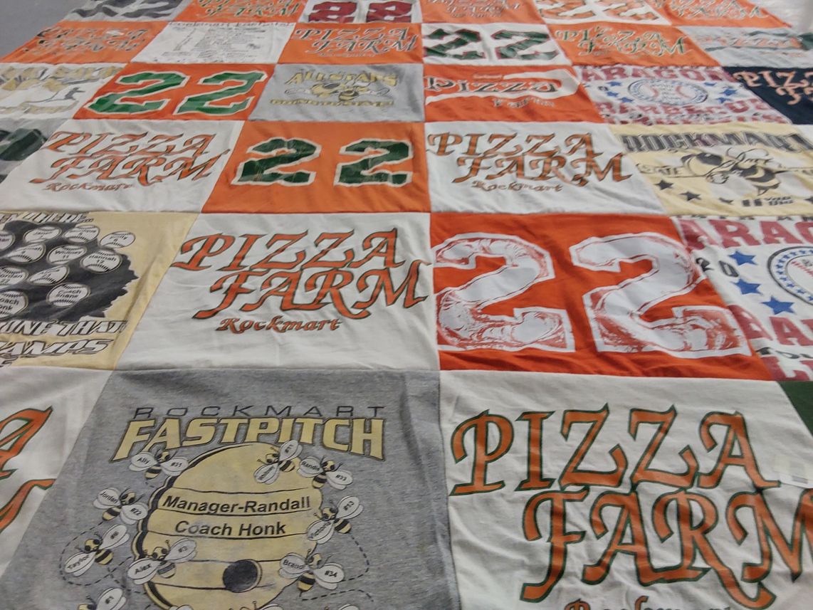 T-shirt quilt with softball themes by TRENNA from GA