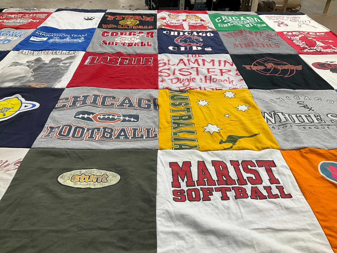 T-shirt quilt featuring cougar softball, chicago cubs by Kristina from FL
