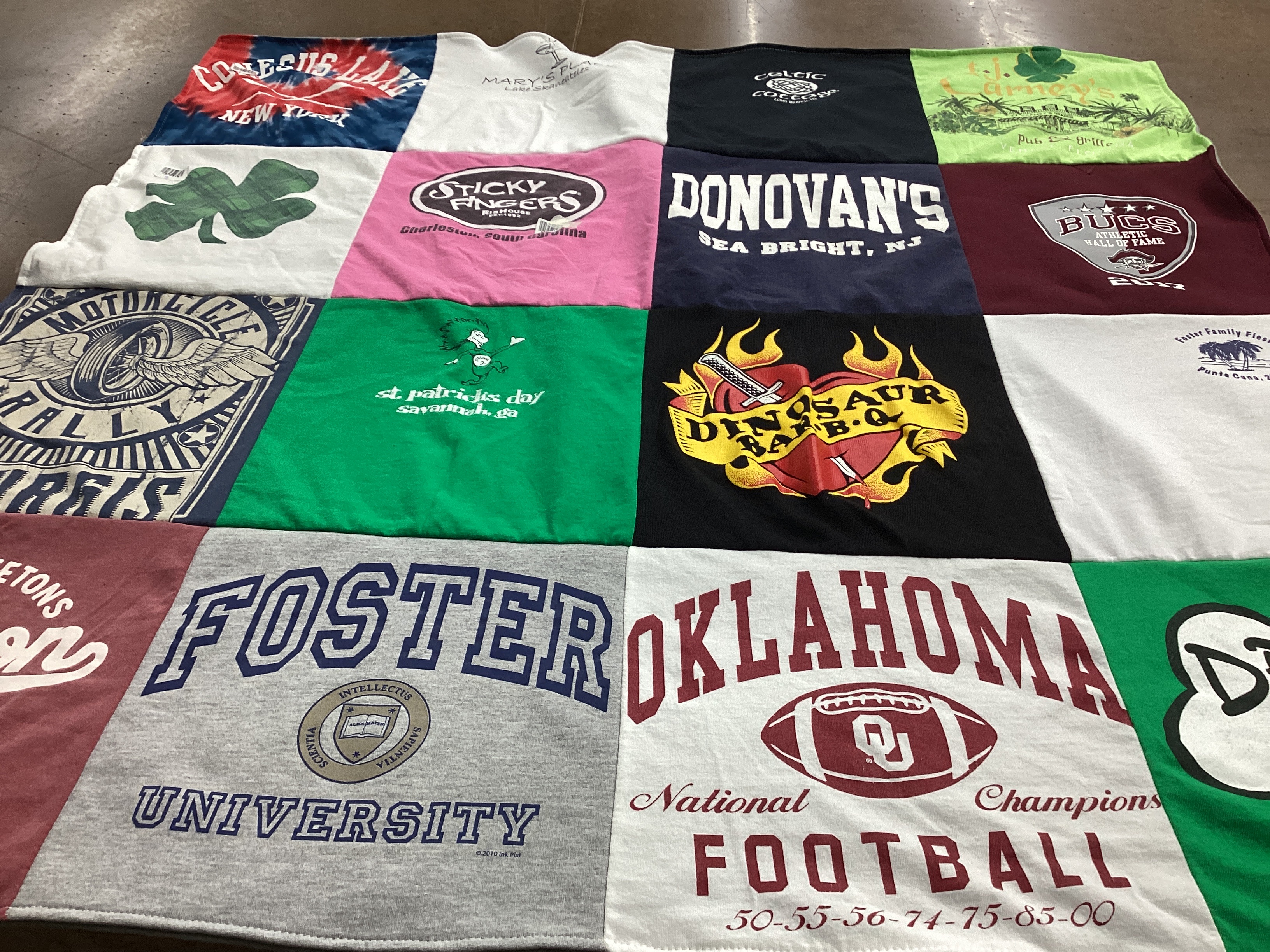 T-shirt quilt featuring oklahoma football by Susan from NJ