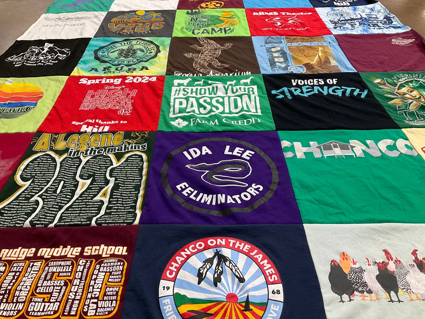 T-shirt quilt from bridge middle school by Susan from VA