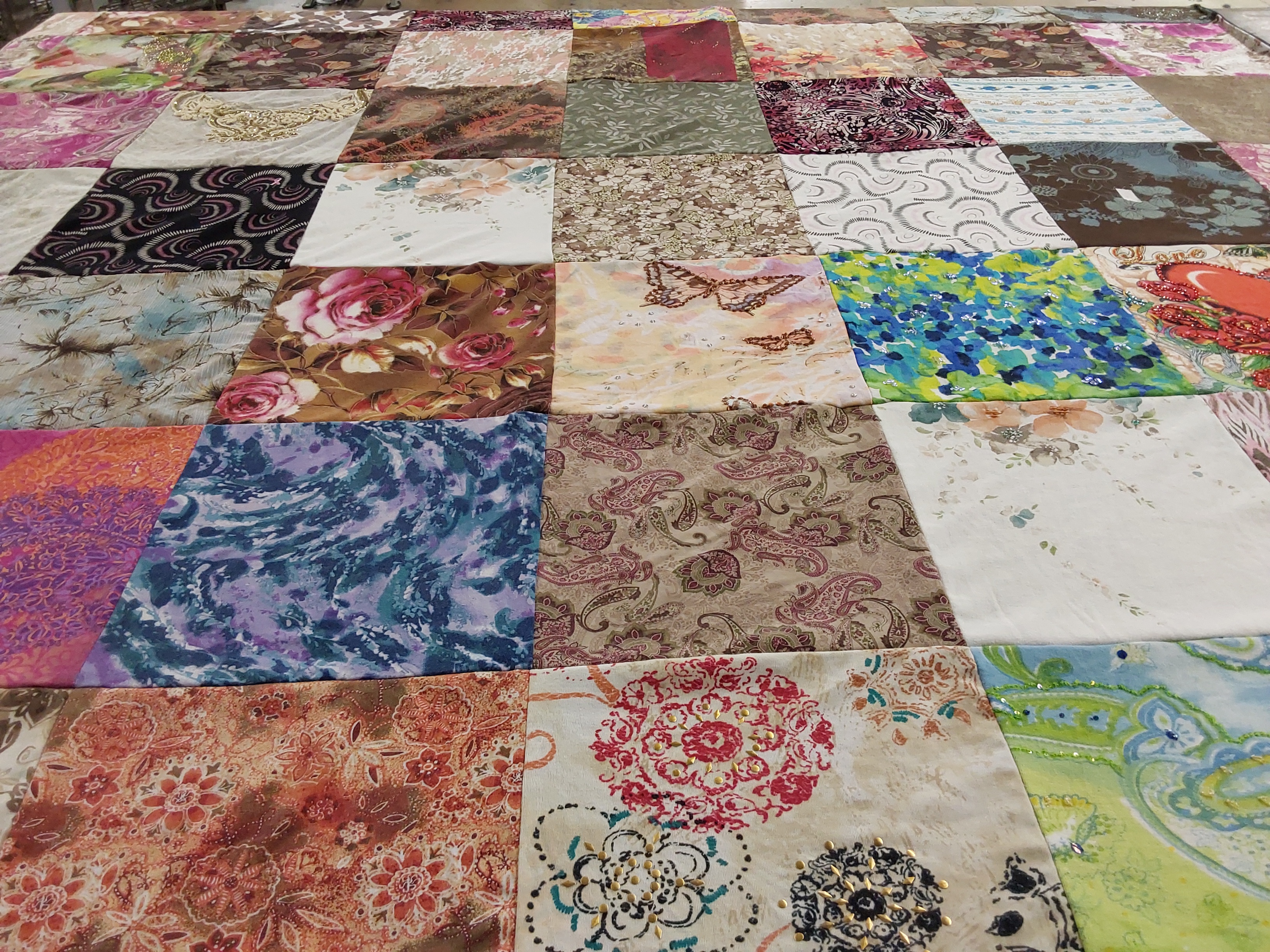 T-shirt quilt with quilting, sewing themes by Donna from VA