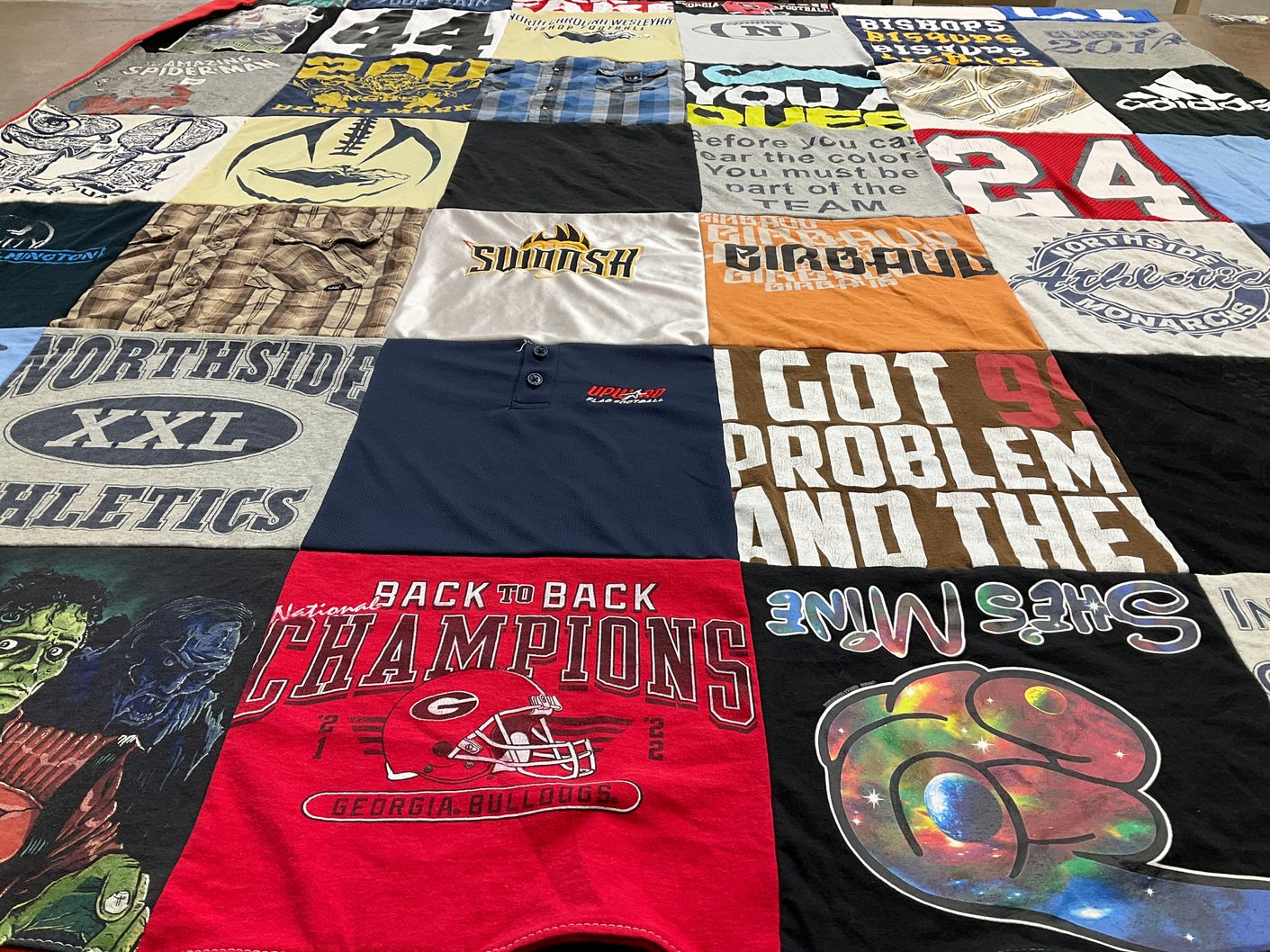 T-shirt quilt featuring georgia bulldogs by Audrea from NC