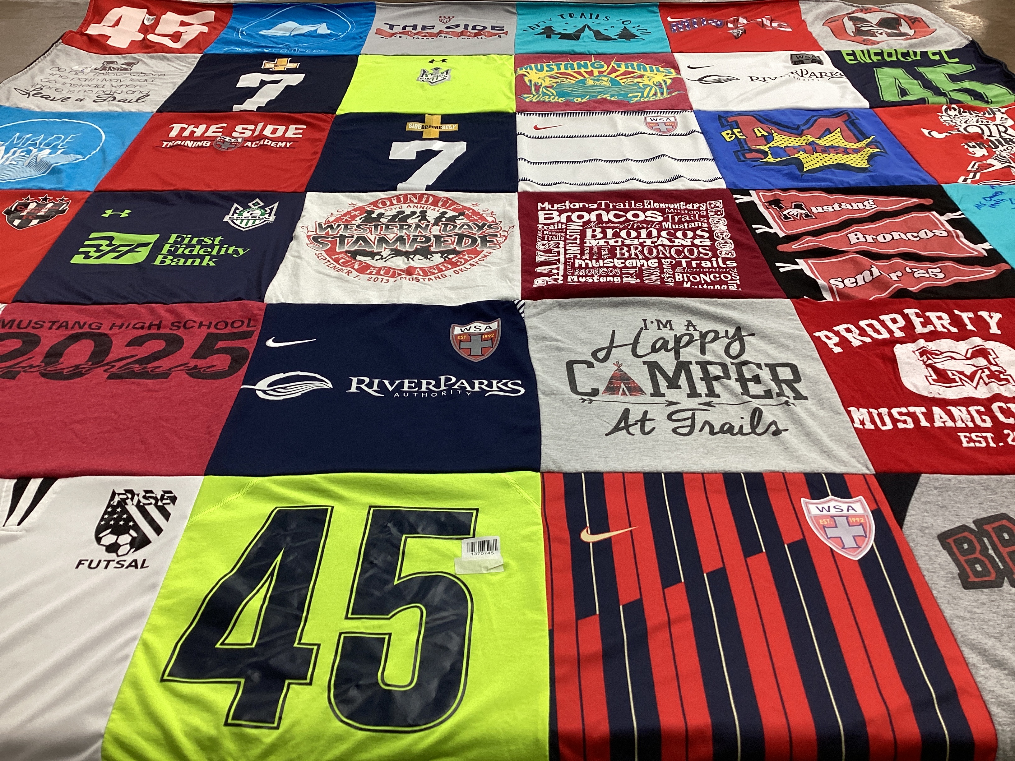 T-shirt quilt featuring mustang broncos by Leiha from OK
