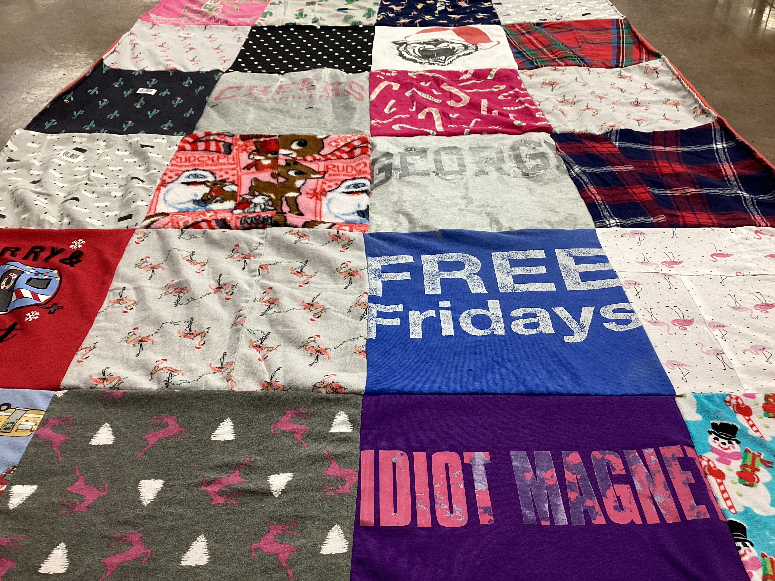 T-shirt quilt with holiday, funny themes by Dana from GA