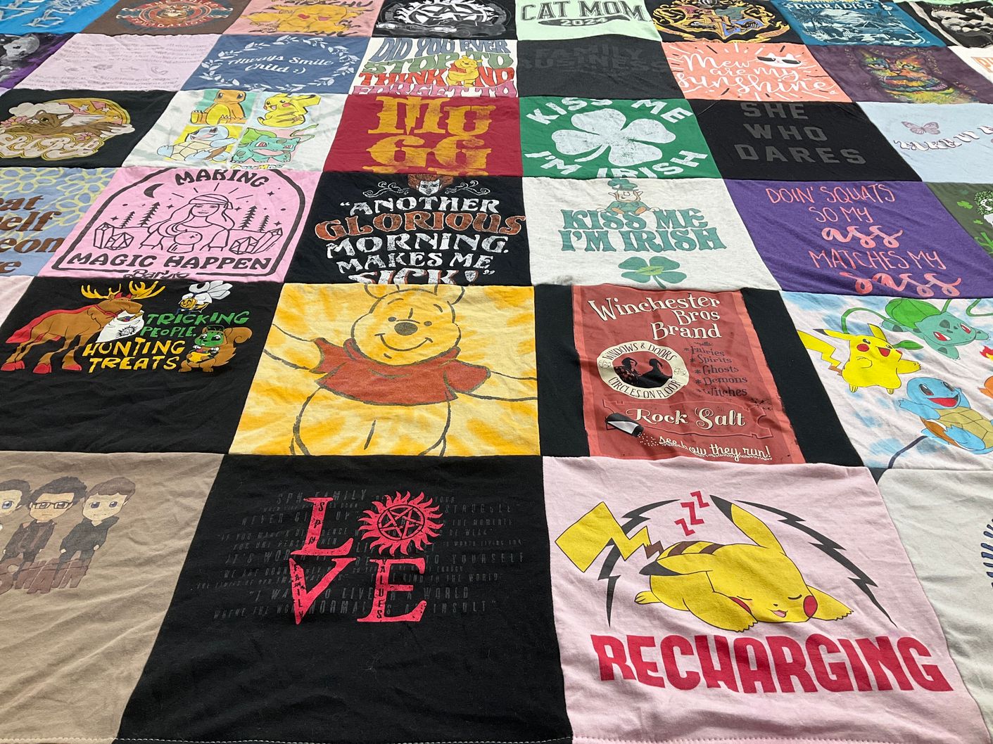 T-shirt quilt with cats, disney themes by AnneMarie from NJ